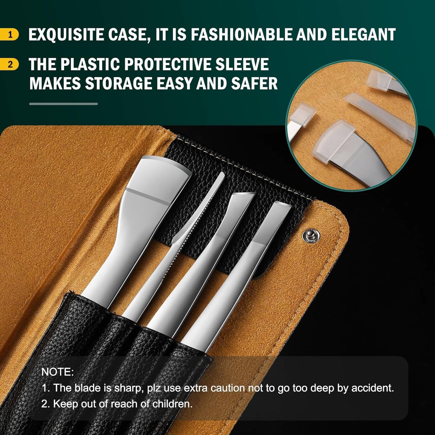 Professional Pedicure Knife Set - 4PCS Ingrown Toenail Removal Blades Kit | Stainless Steel Callus Shaver - Silver