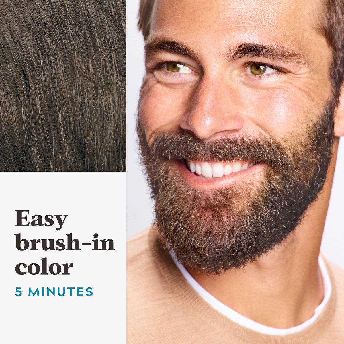 Just For Men Mustache & Beard, Beard Coloring for Gray Hair with Brush, With Keratin Biotin Aloe and Coconut Oil for Healthy Facial Hair - Medium-Dark Brown, M-40, Pack of 3