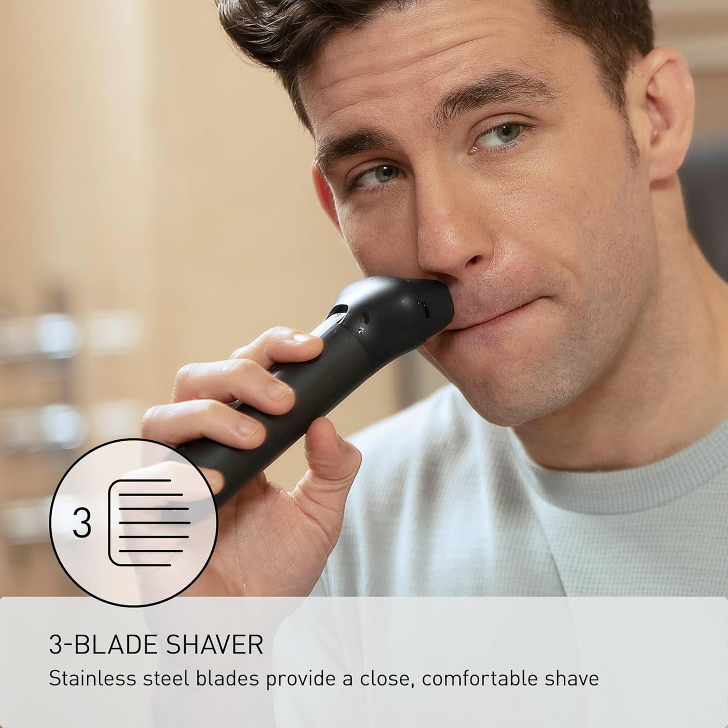 Panasonic MultiShape Clean Cut Shaver Kit | 3-Blade Men's Electric Shaver, Nose Hair Trimmer & Toothbrush, Wet/Dry