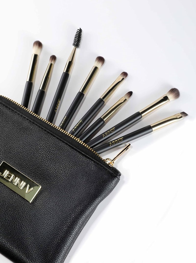 Premium Travel Makeup Brushes Set - 14 Mini Brushes with Handmade Leather Case | Portable Travel Size for Blush & Foundation