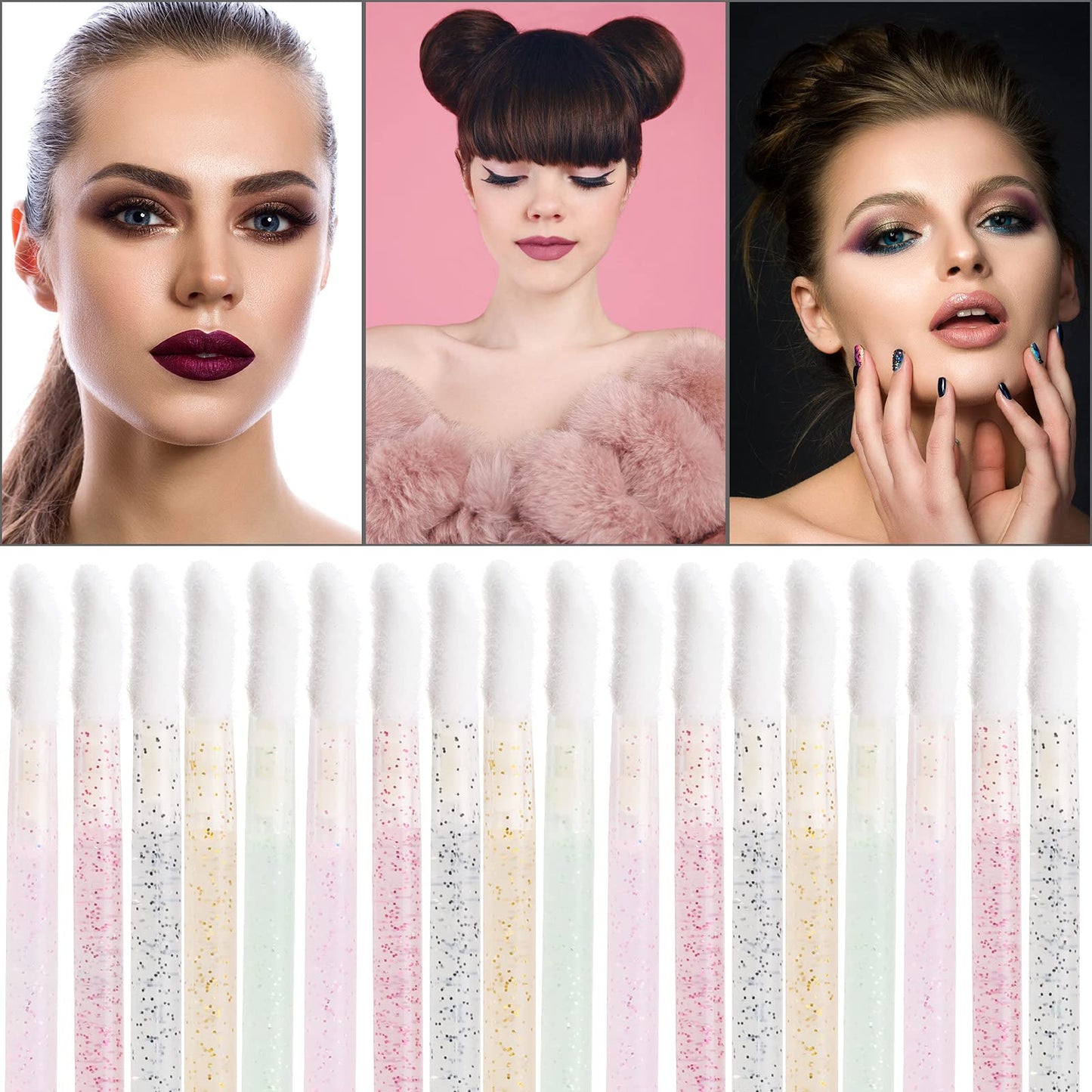 1000 Counts Lip Applicators Disposable Lip Brushes Crystal Lipstick Lip Gloss Wands 5 Colors*1000pcs