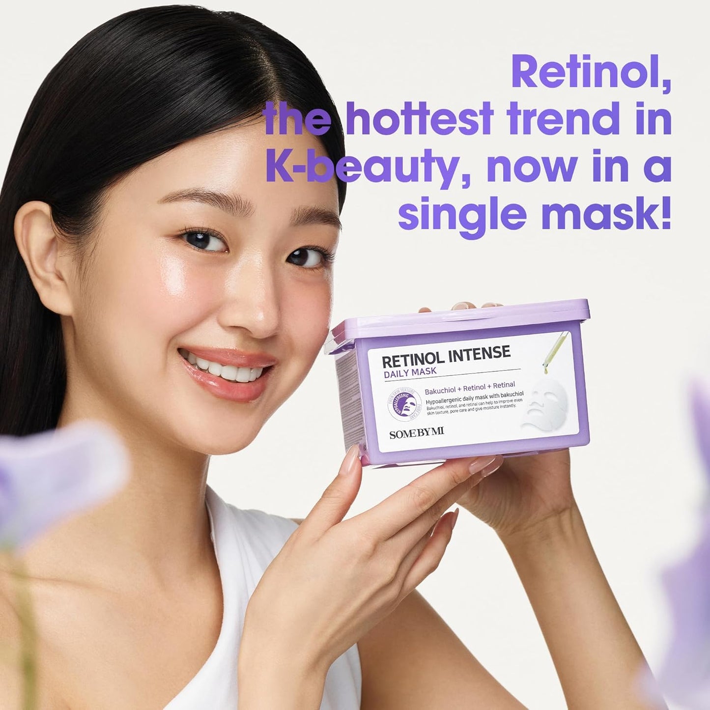 Retinol Intense Daily Mask - Vegan Korean Face Sheet Mask for Glass Skin | 30 Sheets, 11.8Oz - Improves Texture & Elasticity