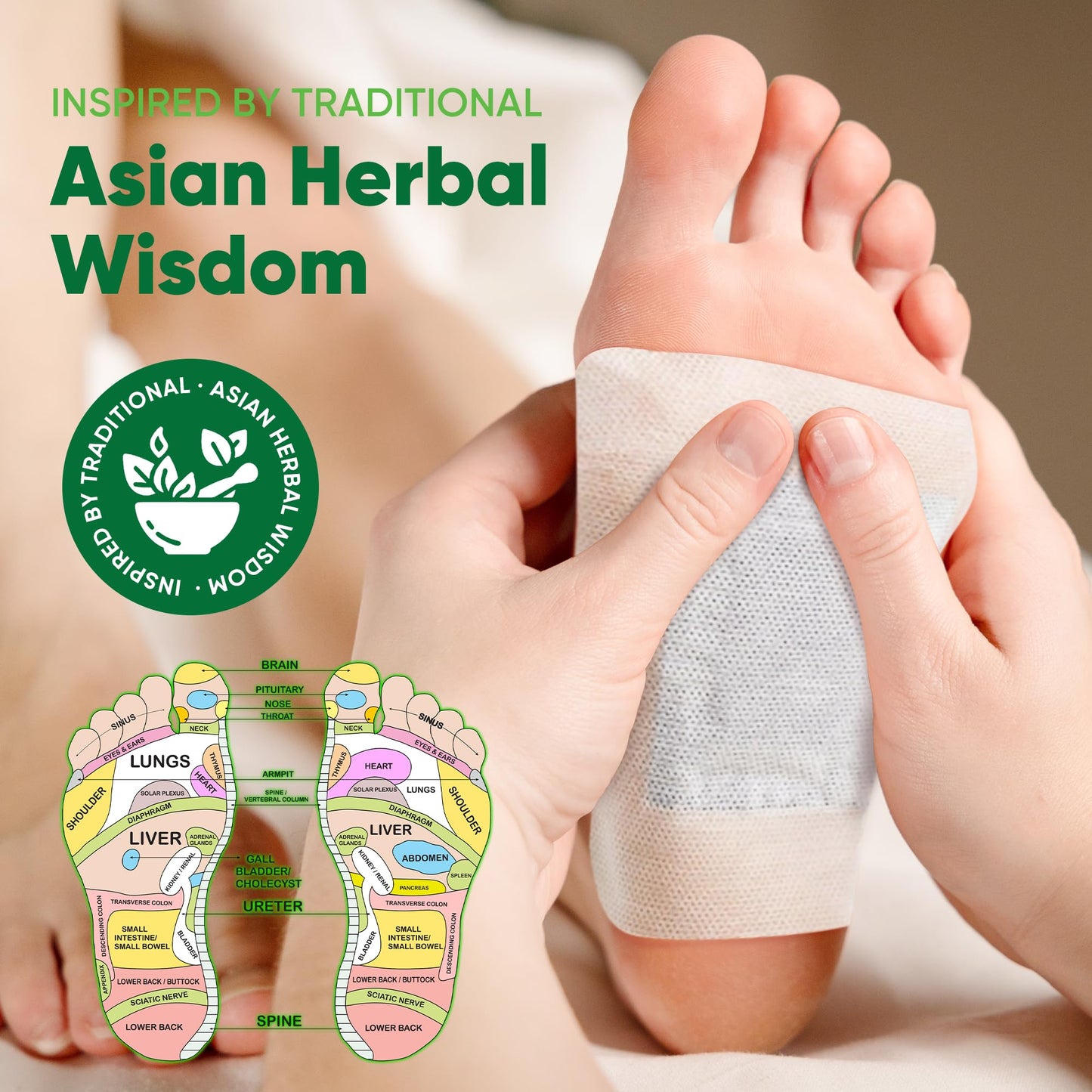 AOSORW Natural Cleansing Foot Pads - Premium Foot Care - Relieves Stress and Fatigue - Improves Sleep and Supports Body Cleansing - 30 Pads