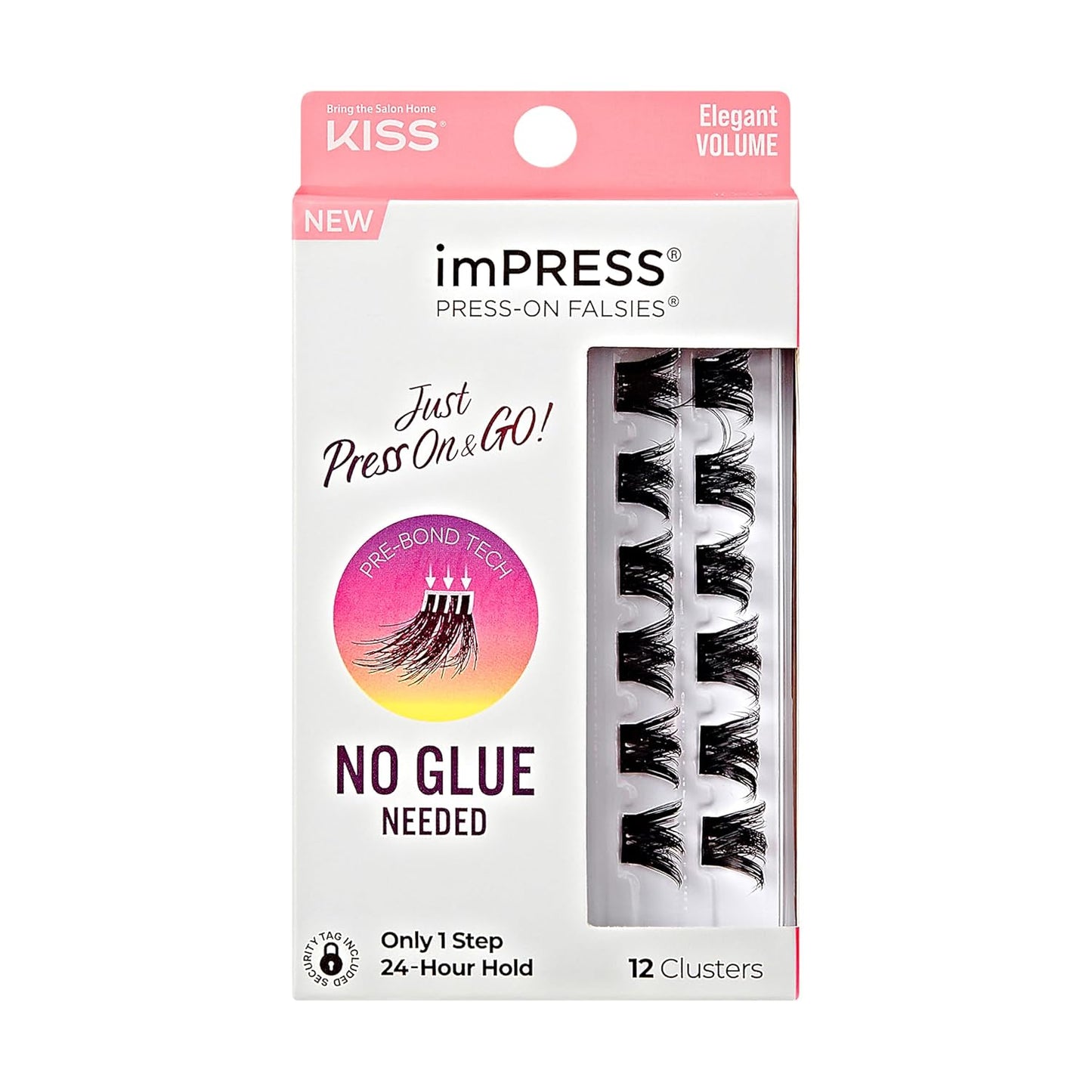 KISS imPRESS Falsies Lash Clusters - Spiky 16mm & Elegant Volume 12-14mm | 20 & 12 Pieces Press-On Eyelashes