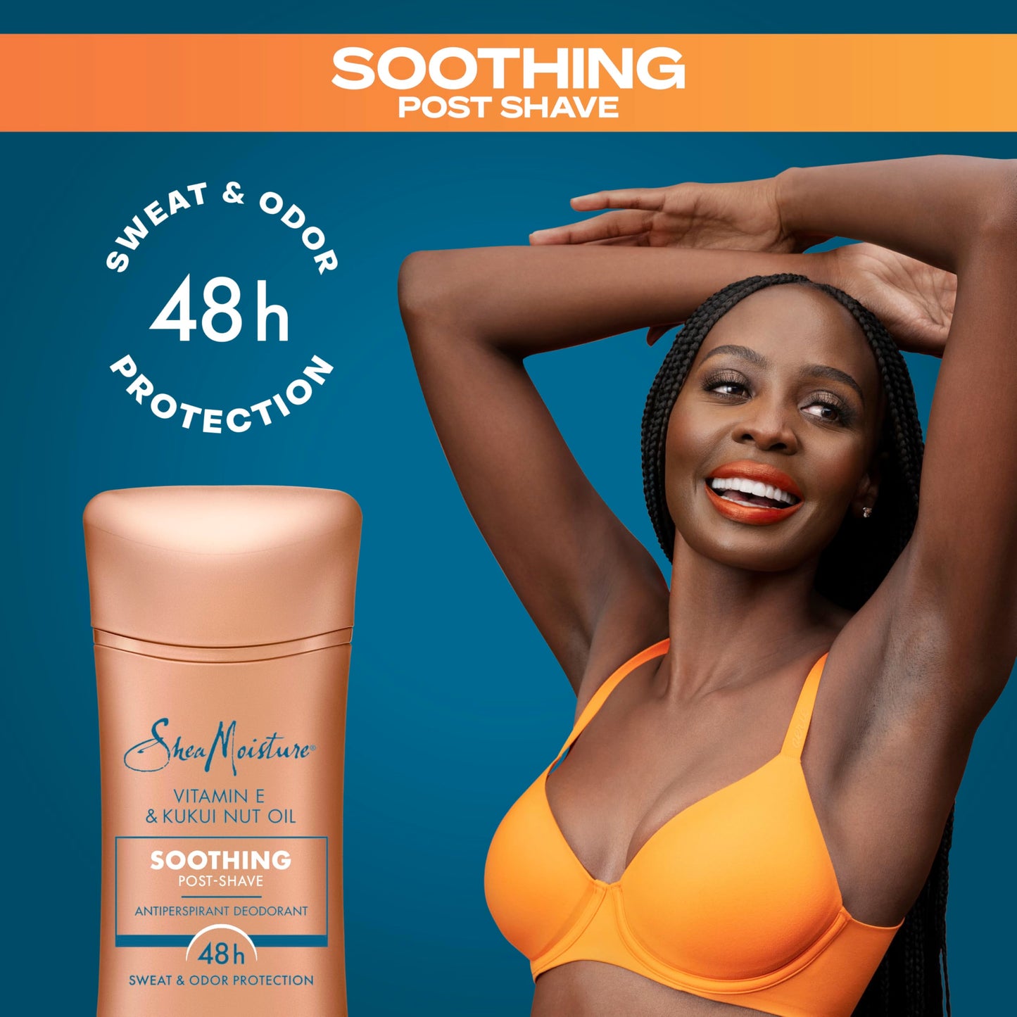SheaMoisture Antiperspirant Deodorant Stick Soothing Vitamin E & Kukui Nut Oil, 2 count for 48HR Sweat & Odor Protection with No Parabens & No Mineral Oil 2.6 oz