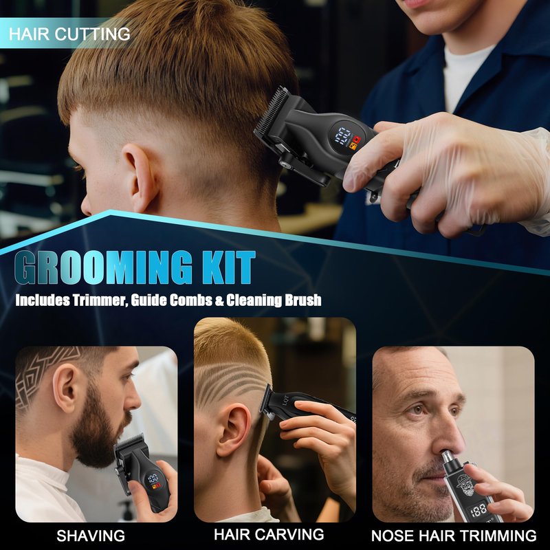 LQT Hair Clippers for Men Cordless Clippers and Trimmers Set Professional Electric Body Beard Mustache Trimmer for Men Nose and Ear Hair Trimmer with Comb, Wrap, Bag, to Son Husband Father Men's Gifts