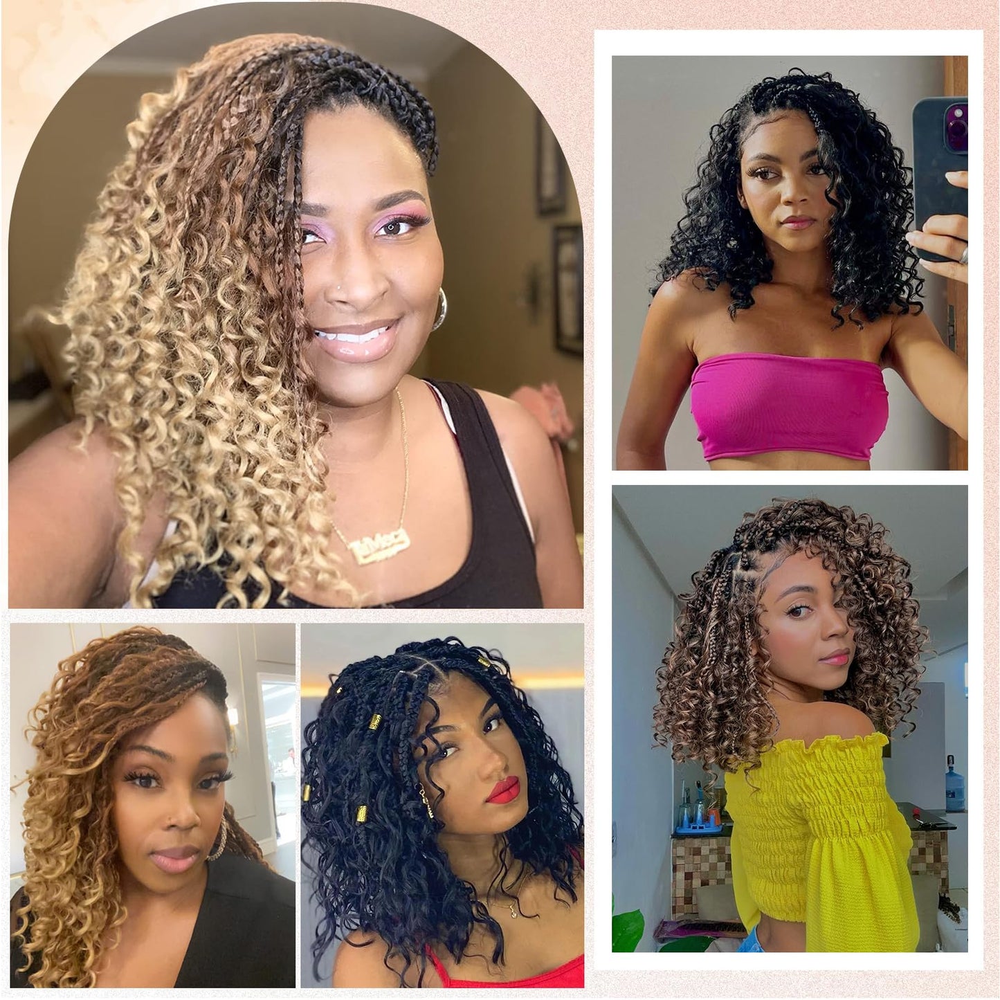 8 Packs Crochet Box Braids Hair -14 Inch Crochet Box Braids Hair Pre loopled Crochet Hair with Curly Ends Goddess Box Braids Crochet Hair Braiding Hair Crochet Braids Hair for Black Women (1B/33/30)