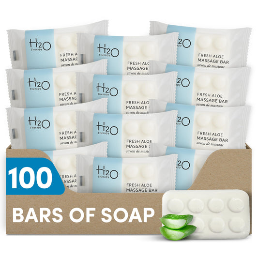 H2O Therapy Hotel Massage Bar Soap, Travel Size Toiletries, 100 Count, 1 oz