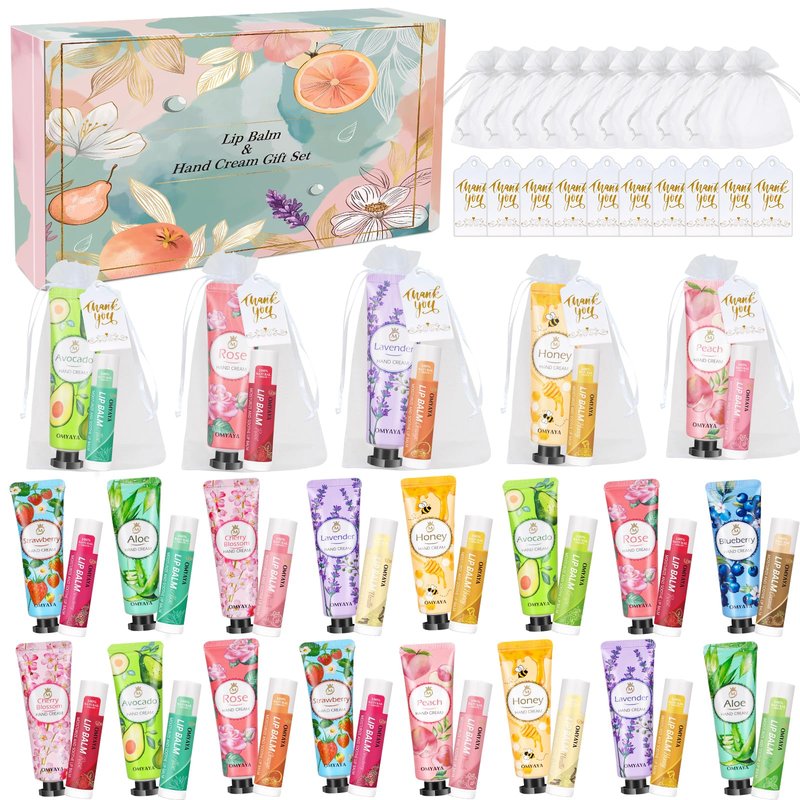 120 Pack Bulk Gifts For Women,Christmas Stocking Stuffers Gifts Set for Coworker,Mini Hand Cream Bulk, Lip Balm Set,Travel Size Hand Lotion,Thank You Gifts for Coworkers
