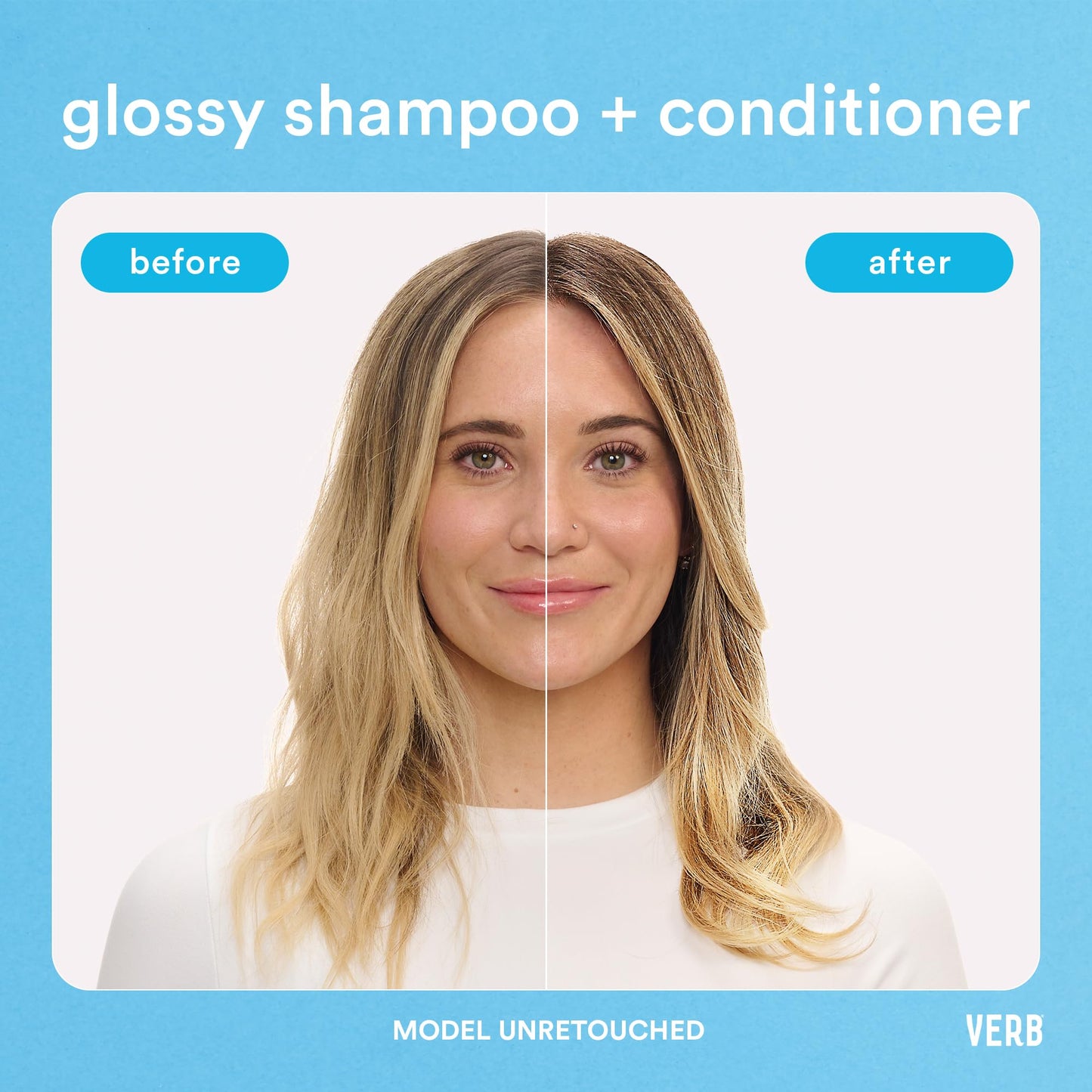 VERB Glossy Conditioner, 32 fl oz – Conditions, Detangles + Adds High Shine for Thick to Coarse Hair – Vegan, No Parabens or Harmful Sulfates