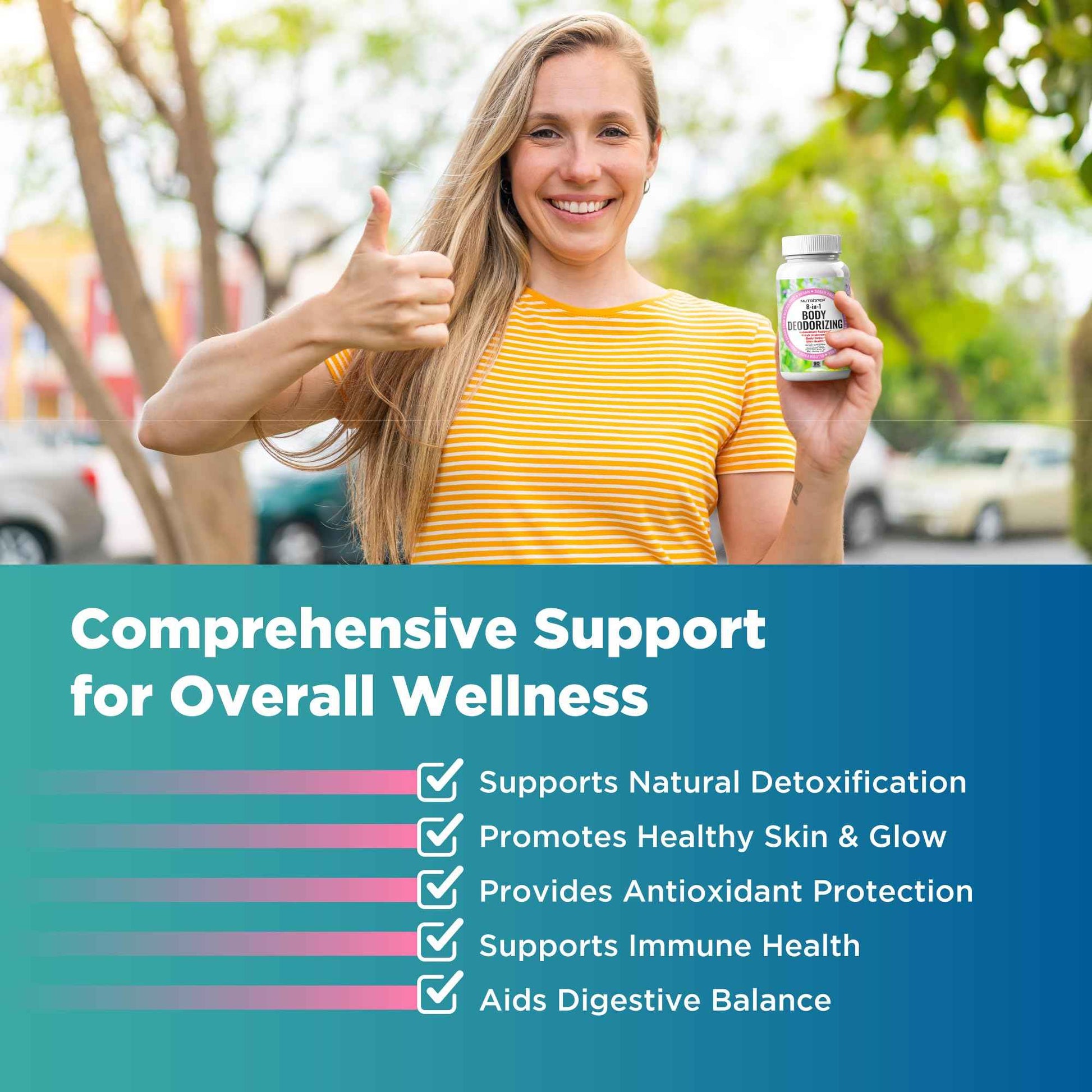 NutraPep Body Deodorizing Supplement - Odor Eliminator & Internal Deodorant Pills for Fresh Breath Skin Health & Detox - Full Body Deodorizer Capsules with Chlorophyll Complex Vitamins for Women Men