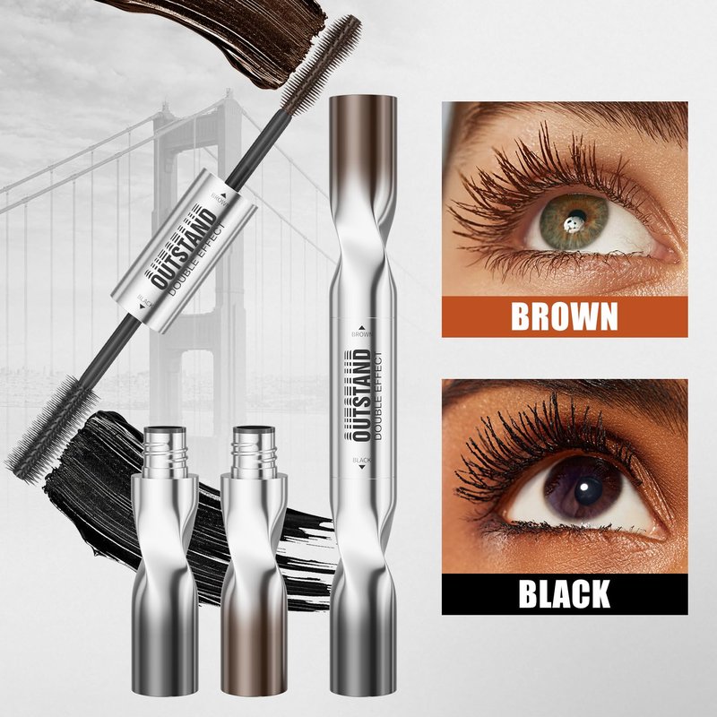 Women's Tubing Mascara, 2-in-1 Black & Brown Double-Ended, Volumizing and Lengthening, Waterproof, No Smudge, Hypoallergenic & Easy Removal