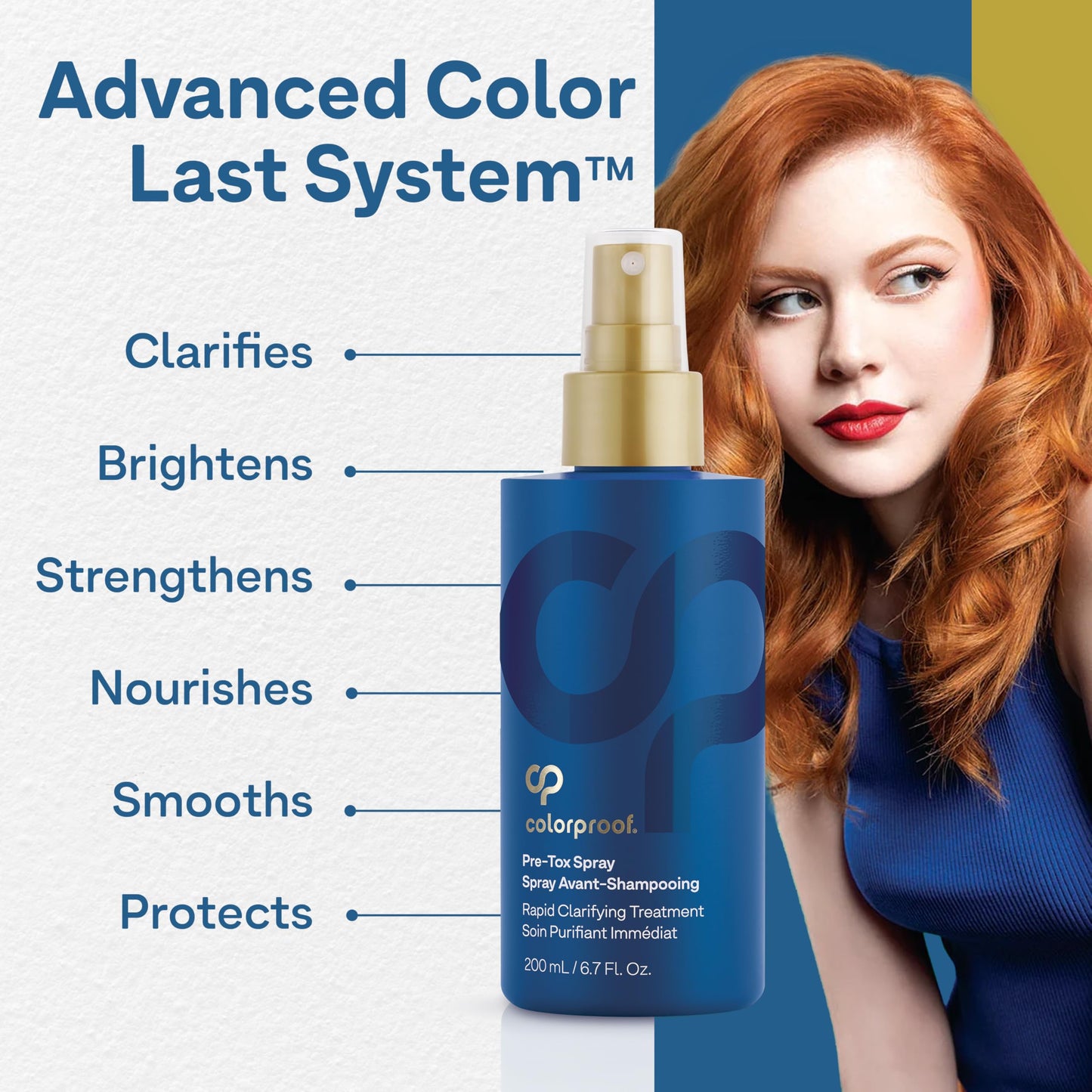 Colorproof Hair Pre-Tox Spray 6.7 Fl. Oz. Rapid Clarifying Pre Shampoo Spray with Color Protection, Coconut & Lemongrass Scent