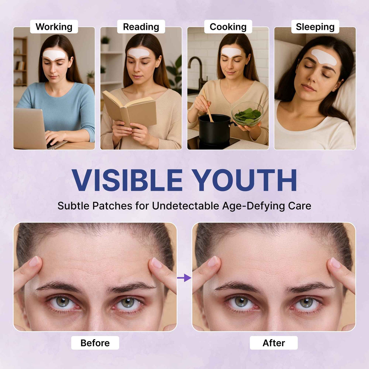 Mister Wrinkle Whacker Forehead Wrinkle Patches, 30 Hypoallergenic Anti Wrinkle Patches Facial Overnight Skincare Collagen, Hyaluronic Acid, Vitamin E & Aloe Lavender