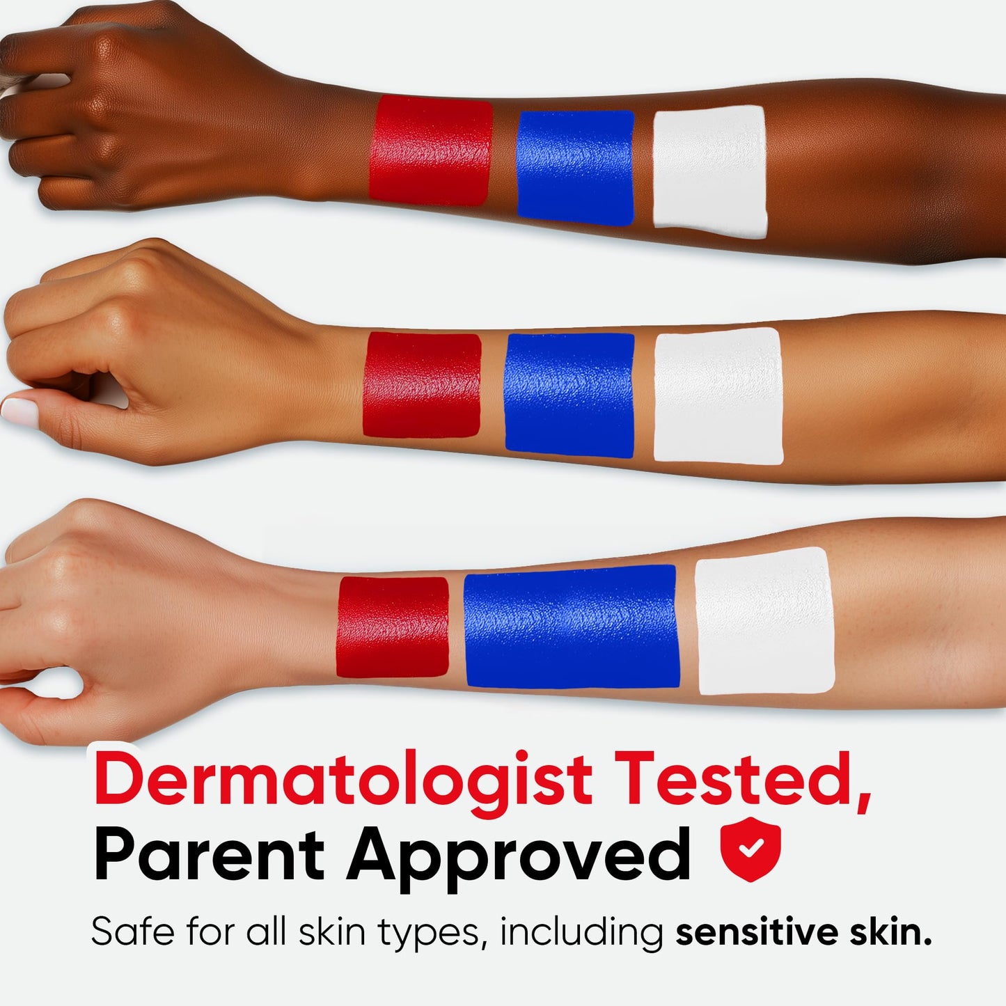 Blue Squid PRO Red White Blue Face Paint Stick - Waterproof Body Paint For Adults & Kids Eye Black Baseball, Eyeblack Softball - Hypoallergenic Twist-Up Non-Toxic Makeup Stick - Cosplay, Sports & SFX