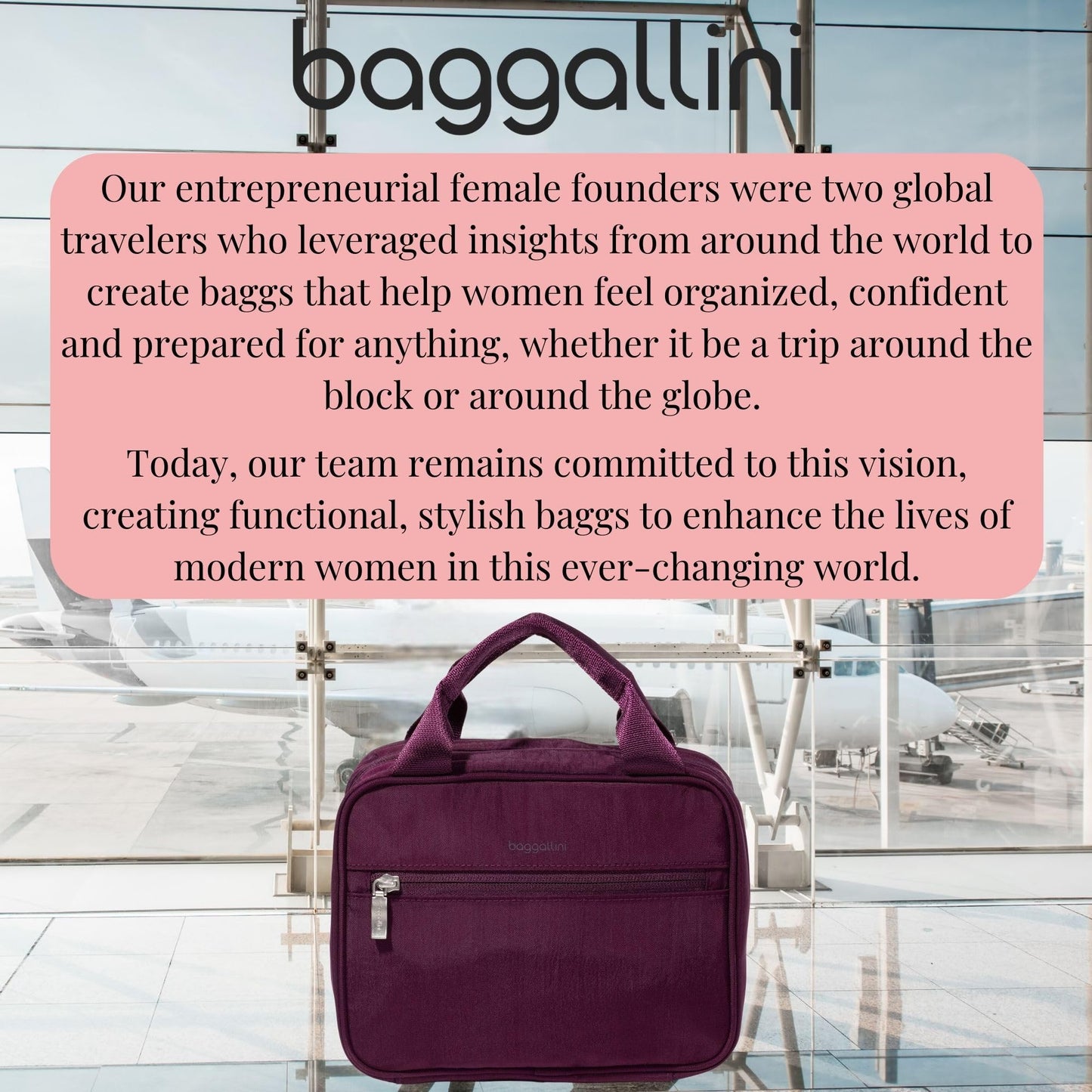 Baggallini Hanging Travel Toiletry Kit - Lightweight 6x10 Inch Makeup Bag