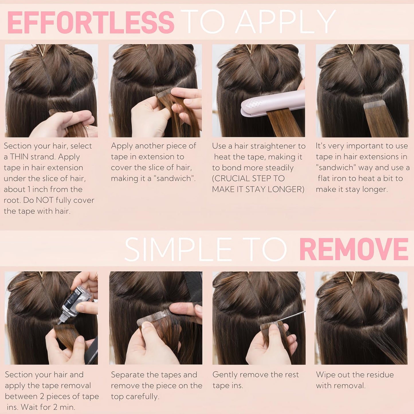 FUOTONBUTY Tape in Hair Extensions Real Human Hair Double Stitched Invisible Seamless 20pcs 50g(Ombre Medium Brown to Honey Blonde, 18 inch)