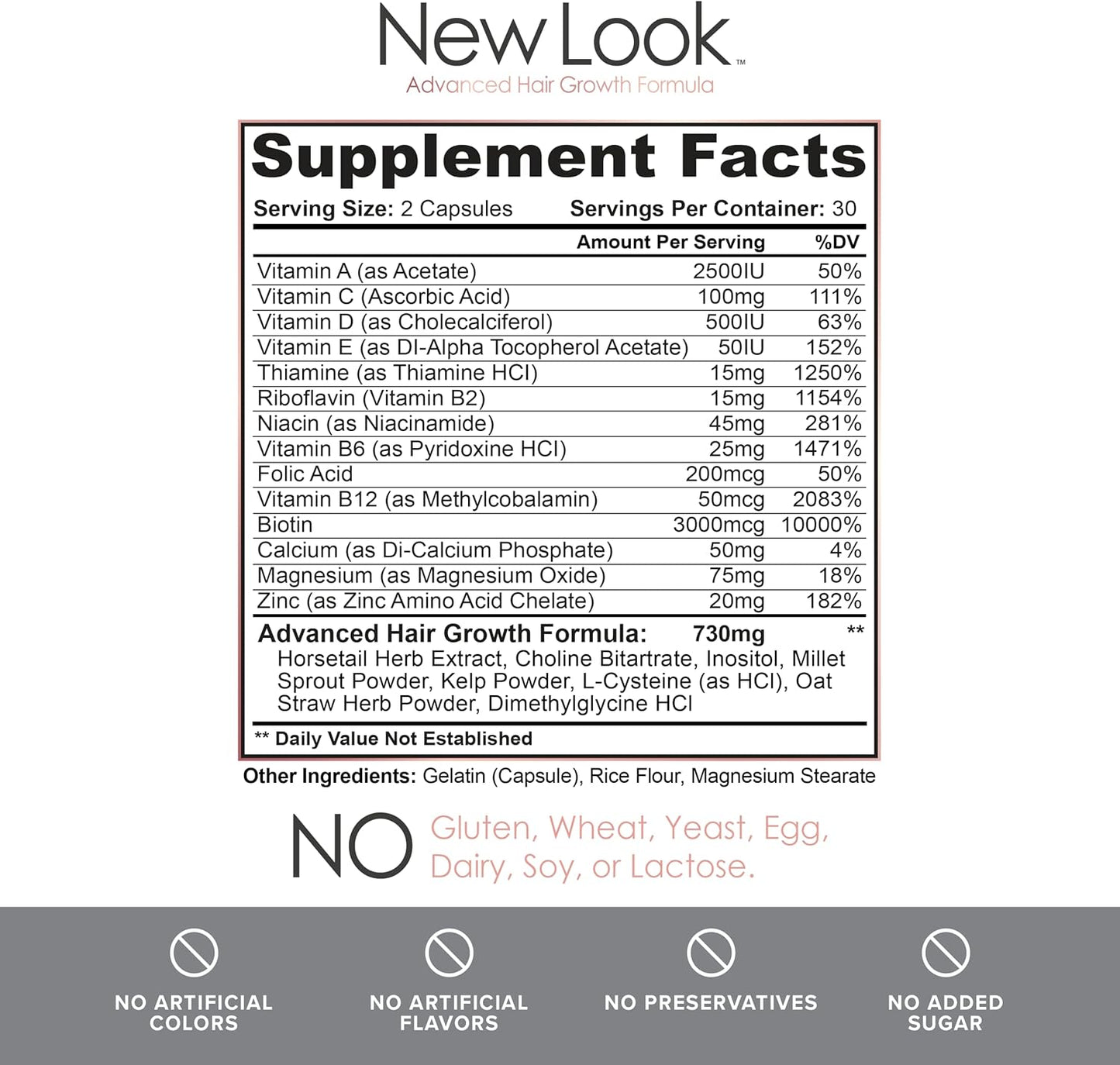 Hair Growth Support Vitamins for Men & Women - Clinical Strength Biotin Supplement for Thicker, Fuller Hair | 60 Capsules