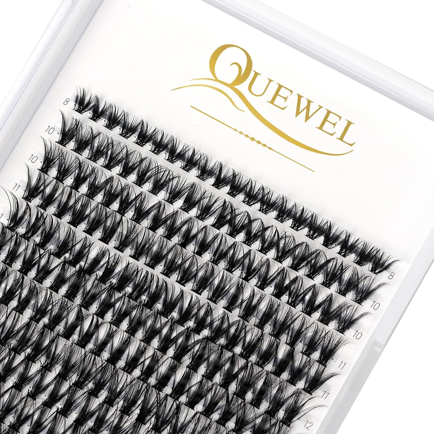 QUEWEL Cluster Lashes - 240 Pcs Individual 40D 0.07D Curl Mix 8-14mm Soft & Natural Eyelash Extensions for DIY Home Use