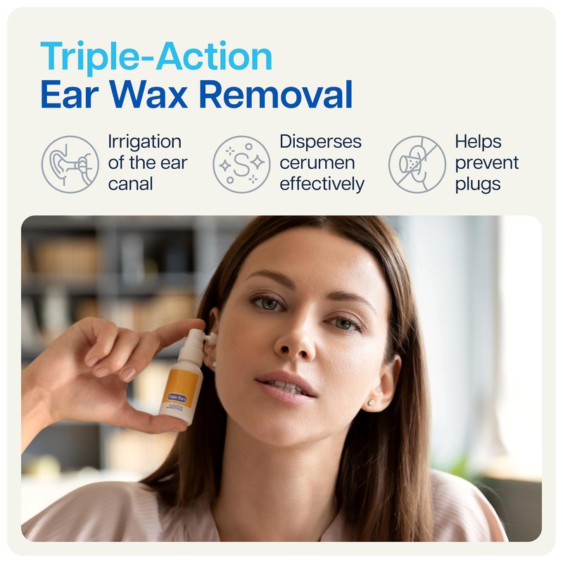 NAVEH PHARMA® CleanEars | Fast-Acting Ear Wax Removal Spray | Breaks Down & Dissolves Earwax in Just 1 Treatment | Clinically Proven to Be 300% More Effective W/Mineral Oil | Gentle & Safe 1.69 Fl Oz