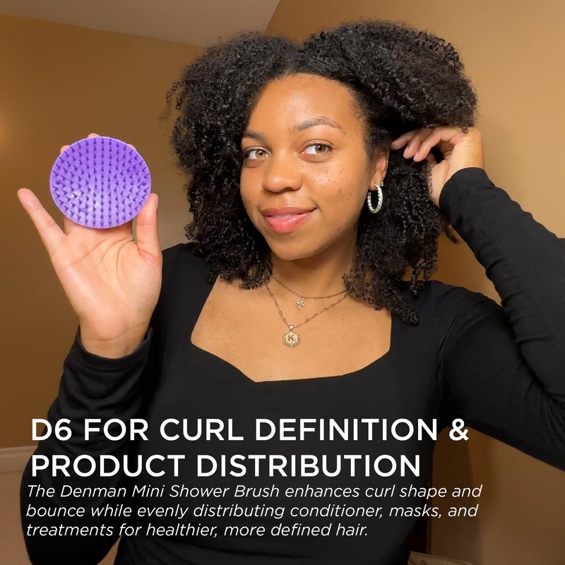 Denman Mini Shower Hair Brush for Wet Hair Detangling & Scalp Massage- for Wet Curl Definition & Product Distribution - 4 in 1 Shower Brush for Women, Men