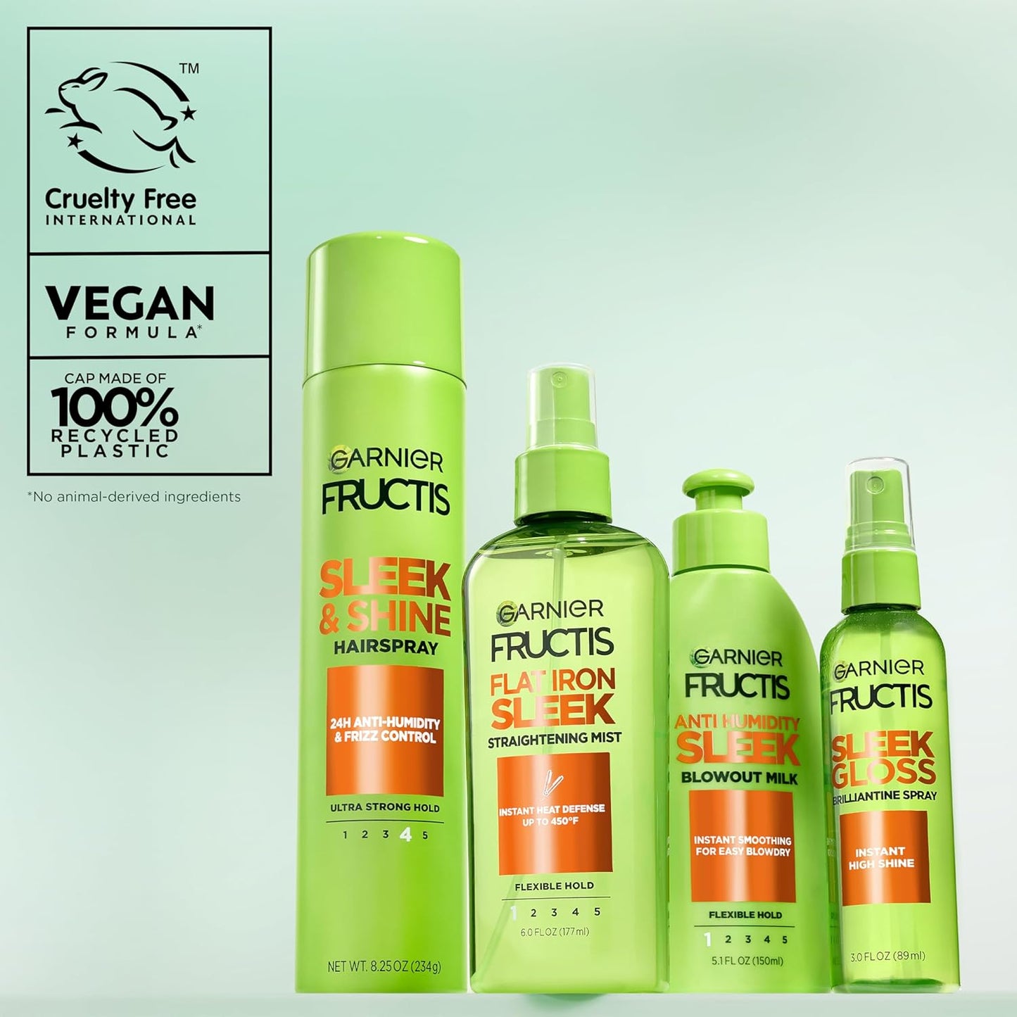 Garnier Fructis Shine Glossing Spray - Argan Oil Formula for High Shine Finish | 3 Fl Oz, 3 Count
