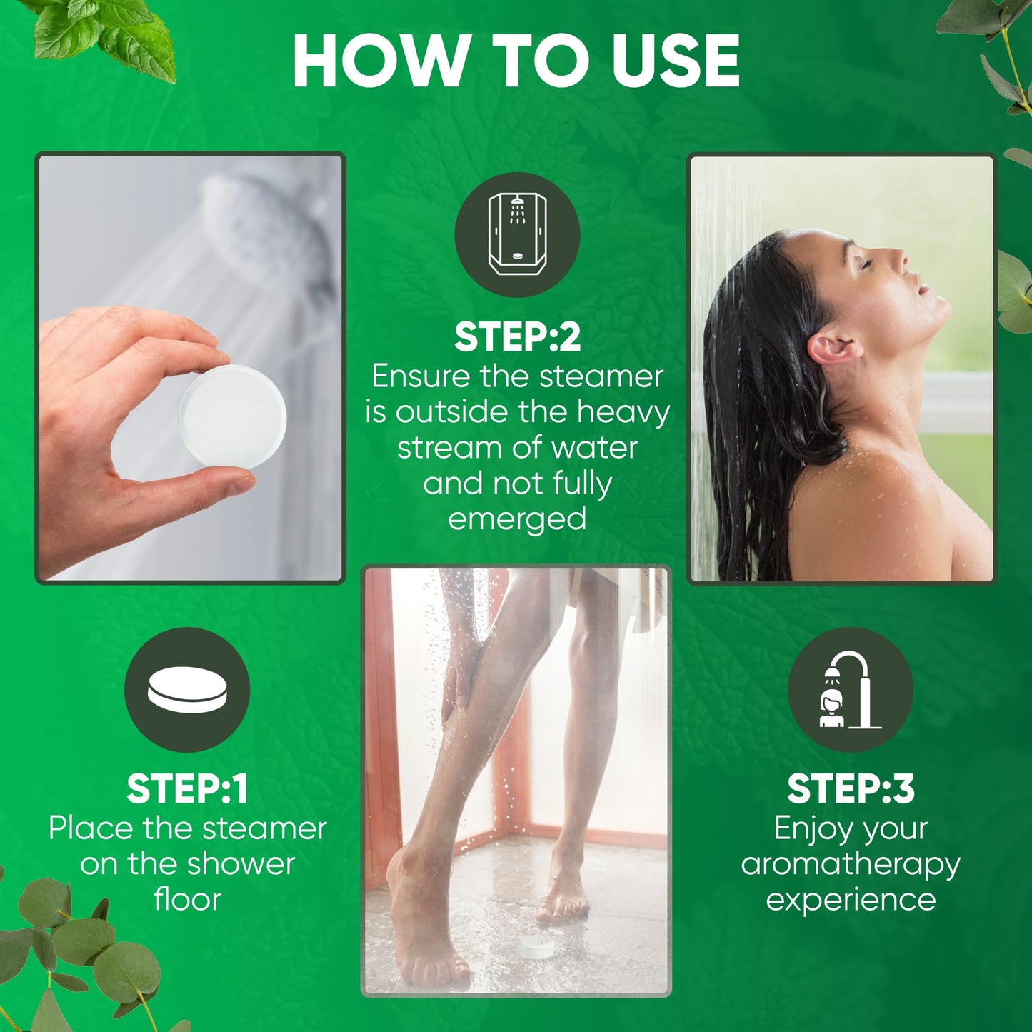 Afina Shower Steamers | Relief | Eucalyptus Mint | Natural Aromatherapy for Stress Relief and Relaxation | Spa Gifts for Women & Men (15 Count)
