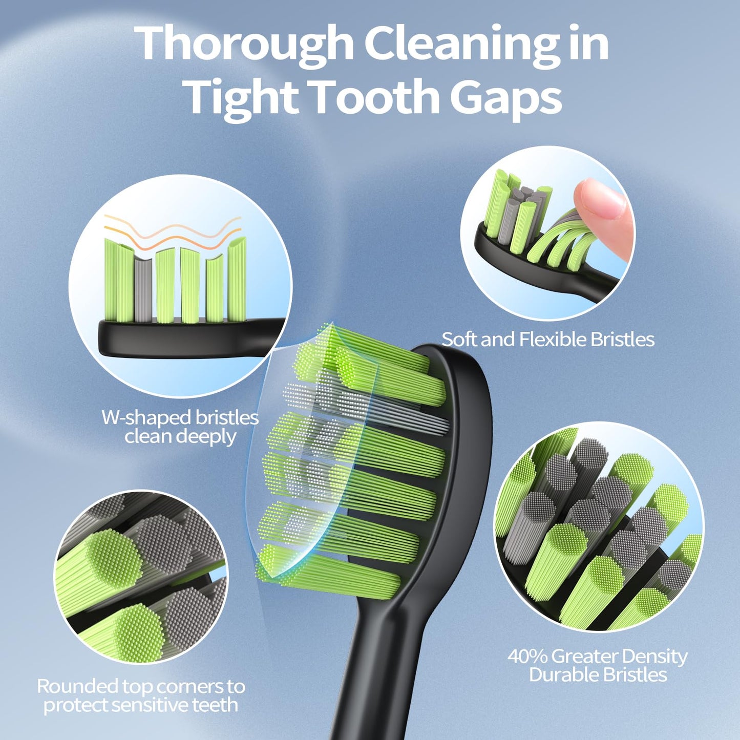OasiSmile Electric Toothbrush for Adults: 42000 VPM Deep Cleaning for Sensitive Teeth, Rechargeable Sonic Toothbrush with 5 Modes, 6 Brush Heads & Smart 2-Min Timer, 100-Day Battery for Home Travel