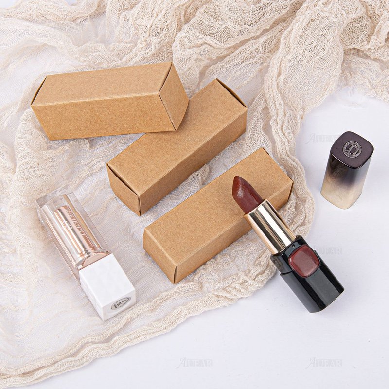 AUEAR, 50 Pack Kraft Paper Lipstick Boxes Empty Lip Gross Box 3.35"x1.1"x1.1" Rectangle Balm Perfume Essence Oil Packaging Cases for DIY Gloss Gift Packing