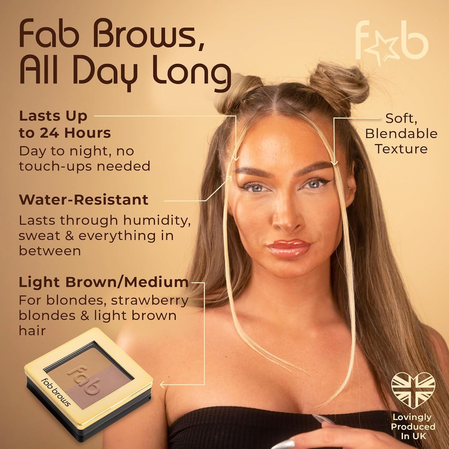 Lux Eyebrow Kit Refill Powder - Natural Definition for Light Brown & Medium Brows | On-The-Go Convenience