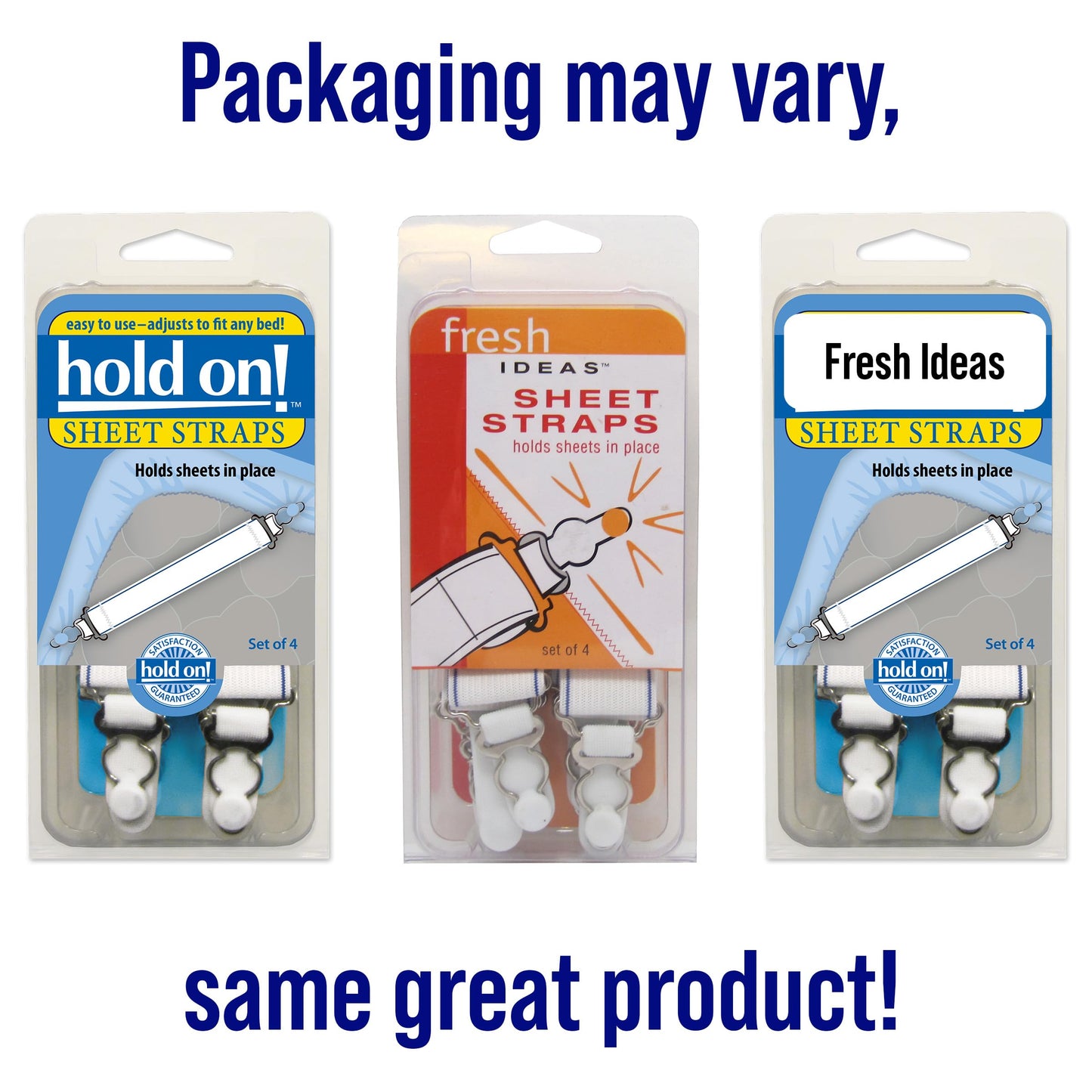 Levinsohn Fresh Ideas Bed Sheet Straps, For Use With All Fitted Sheet Sizes, 4-Pack, White