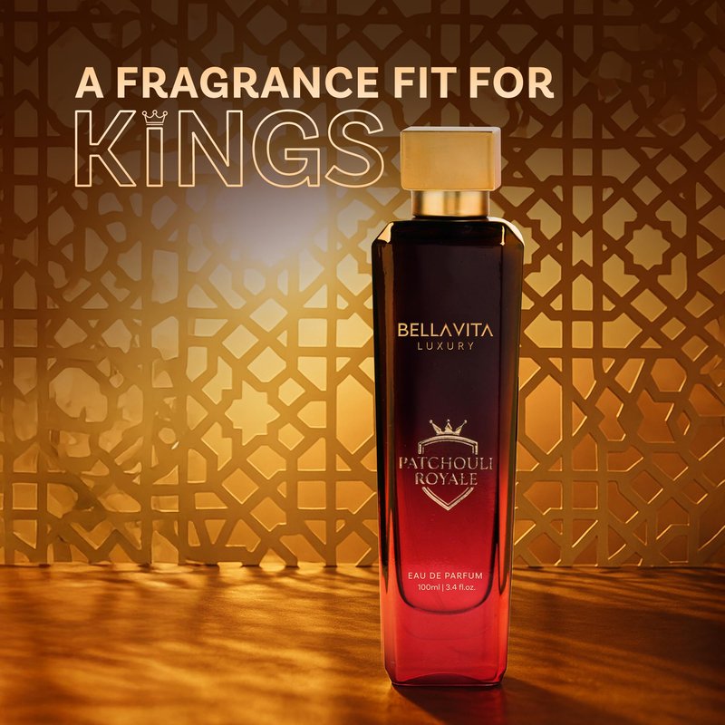 Bella Vita Luxury PATCHOULI ROYALE Men's Fragrance | EDP Perfume for Men | 100 ml pack | 3.4 Fl. Oz. | Sandalwood, Leather and Oriental notes | Gift for Men | Eau de Parfum