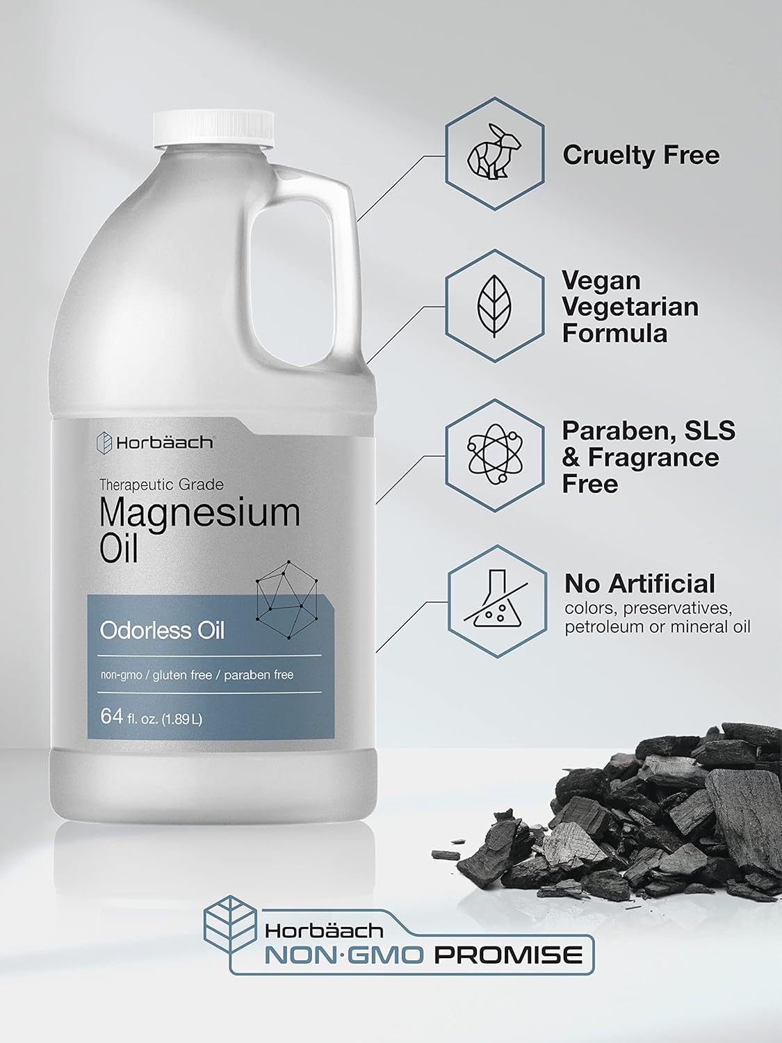 Magnesium Oil - Therapeutic Grade, Vegetarian & Non-GMO | 64 fl. oz Odorless Formula