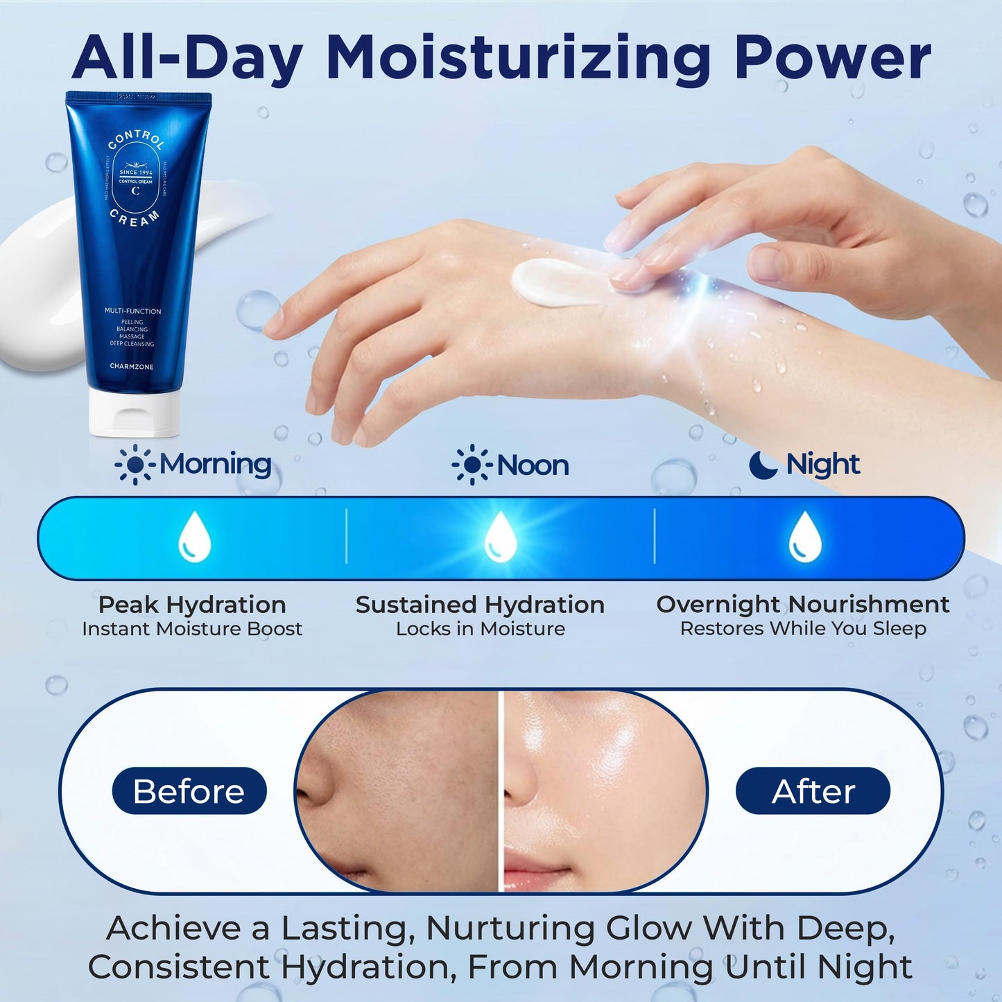 CHARMZONE Control Cream [NEW VERSION] – Korean Skincare Exfoliating Face & Body Massage Cream for Removing Sebum & Dead Skin Cells, Hydrating Self-Massage Moisturizer (150ml / 5.07 fl oz)