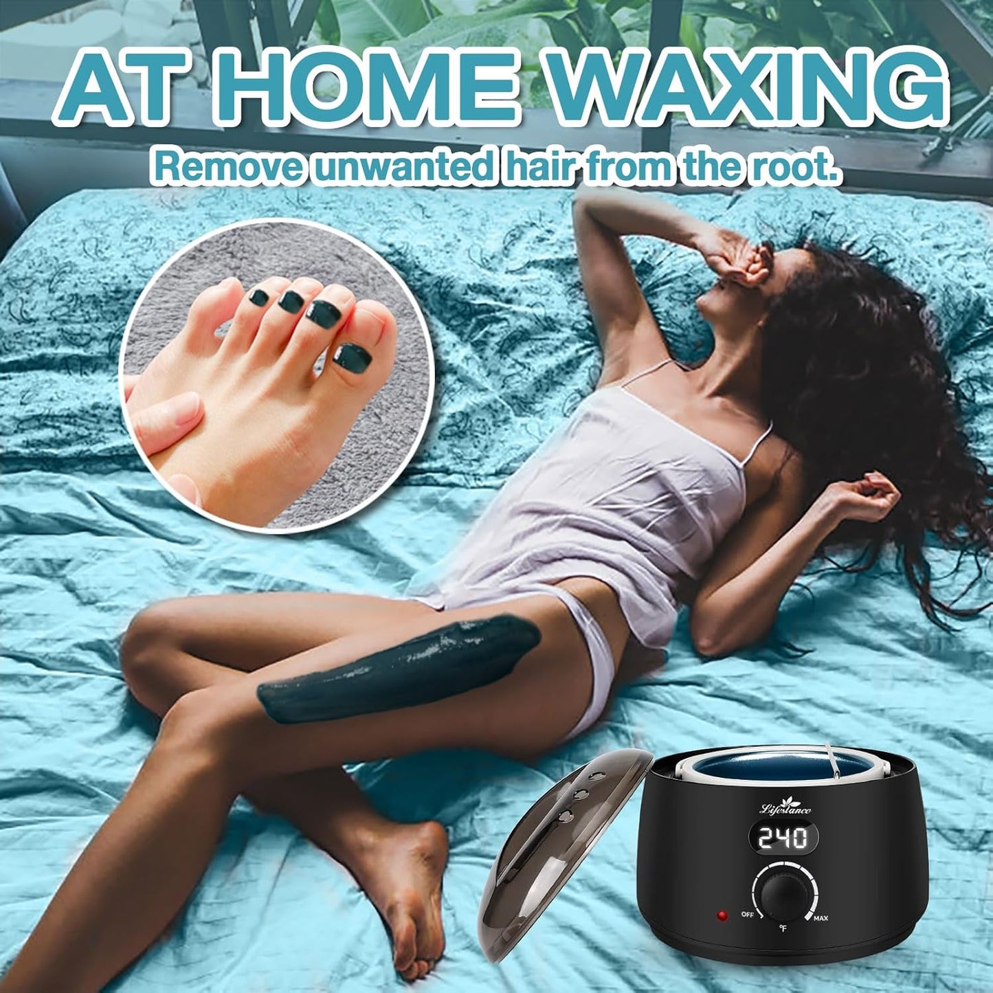 Waxing Kit for Women & Men - L2 Digital Wax Pot Warmer with 14.1oz Hard Wax Beads & 42 Accessories for Home Brazilian & Bikini Hair Removal