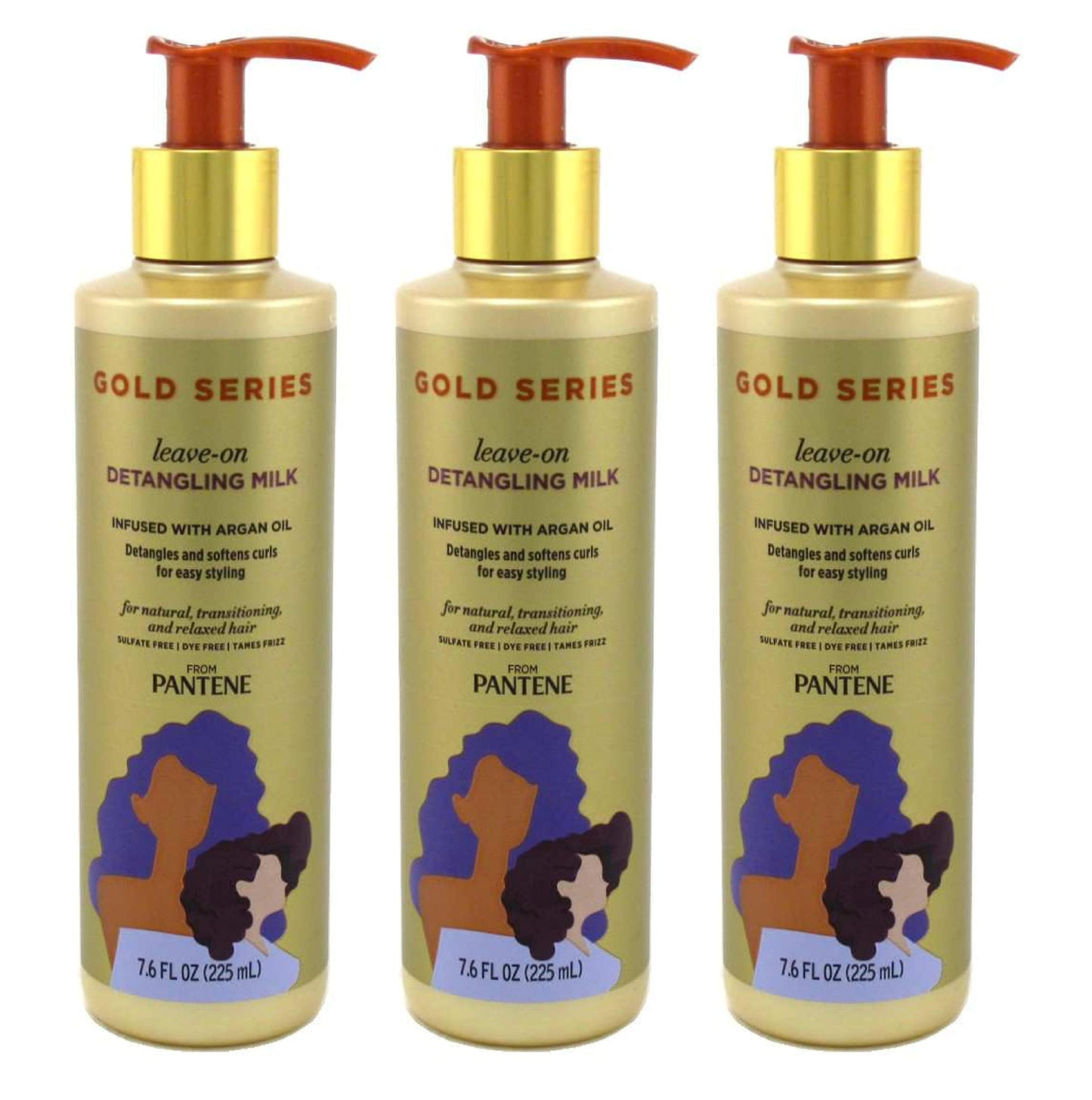 Pantene Gold Series Leave-In Detangling Milk 7.6 Ounce (Pack of 3)