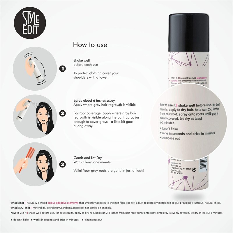 Style Edit Root Touch Up Spray | Temporary Hair Color for Gray Roots and Thinning Hair | Salon-Quality, Transfer-Resistant Hair Concealer | Light Brown, 2 oz