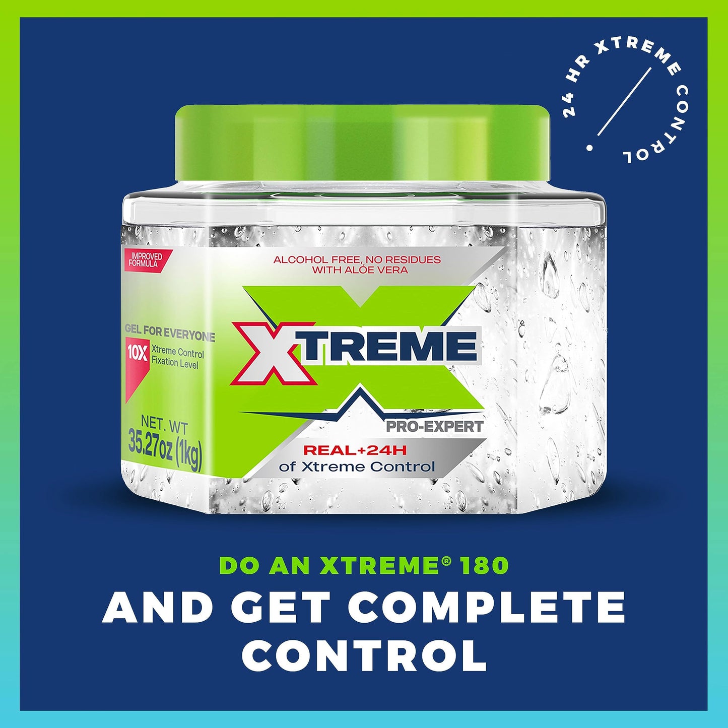 Xtreme Pro-Expert Clear Styling Hair Gel, Alcohol-Free 24-Hours Extreme Control with Aloe Vera, 35.27 oz Jar (Pack of 6)