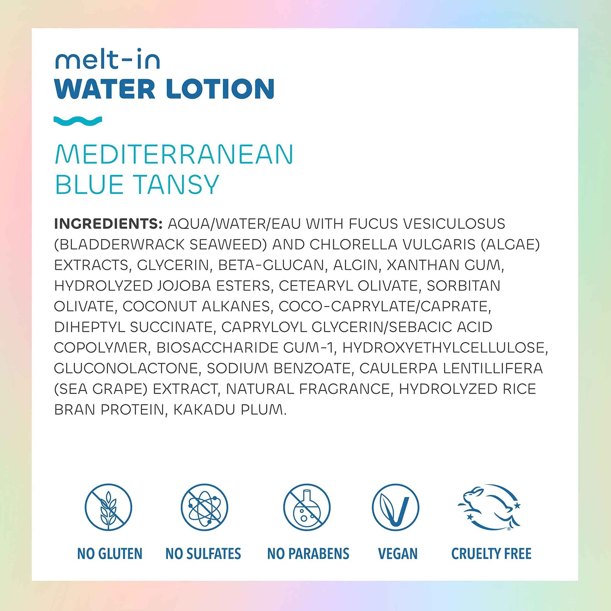 Seaweed Bath Co. Melt-in Water Lotion, Mediterranean Blue Tansy Scent, 4 Ounce, Sustainably Harvested Seaweed, Sea Grape, Beta-Glucan