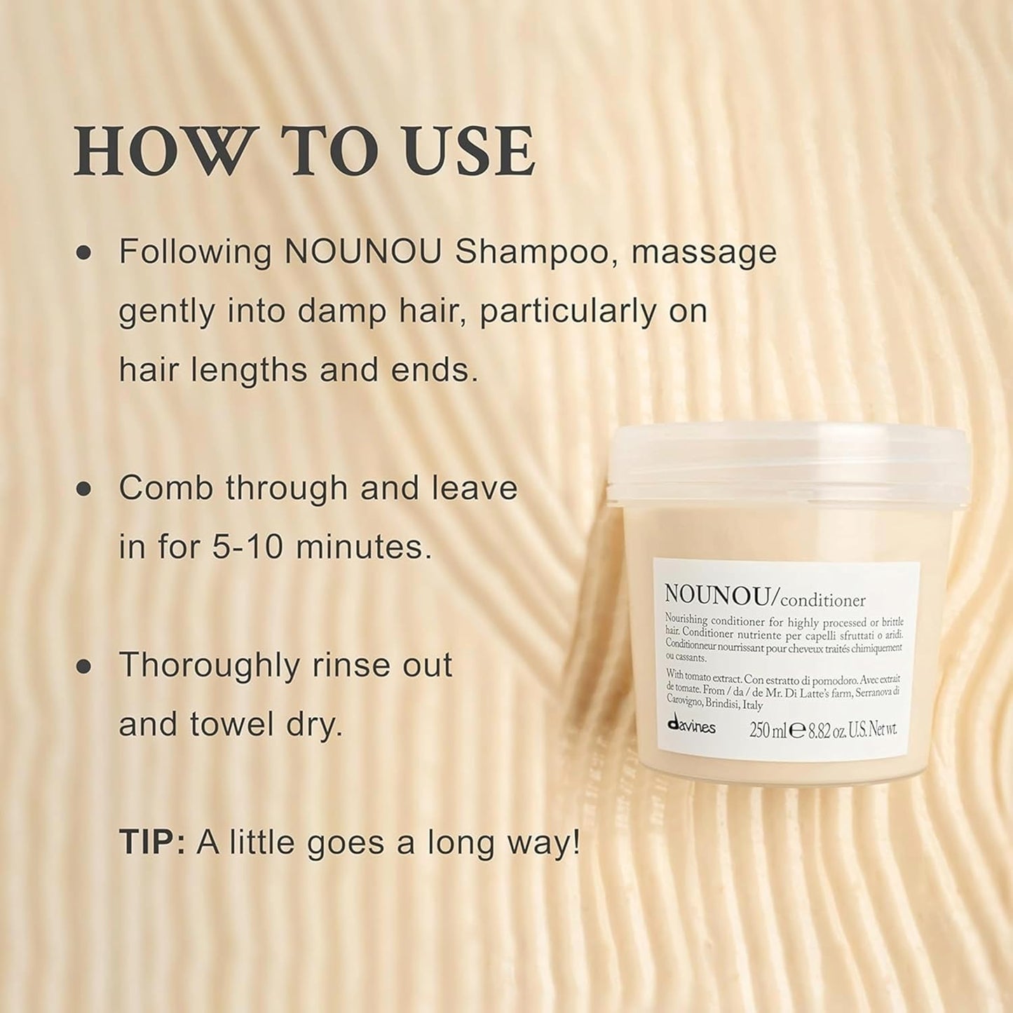 Davines NOUNOU Conditioner - Hydrating Deep Conditioner for Bleached & Damaged Hair | 2.5 fl oz