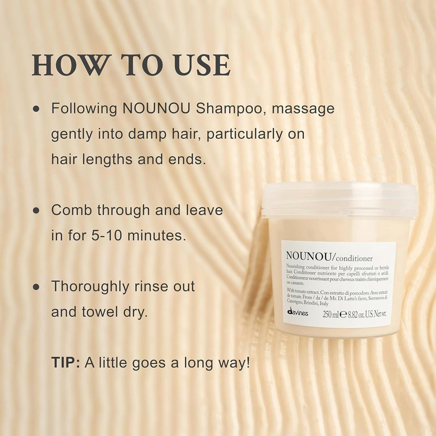 Davines NOUNOU Conditioner, Nourishing Emollient Effect for Highly-Processed, Chemically Treated, Dry, Damaged or Brittle Hair - Easy to Untangle, Travel Size, 2.54 Fl Oz