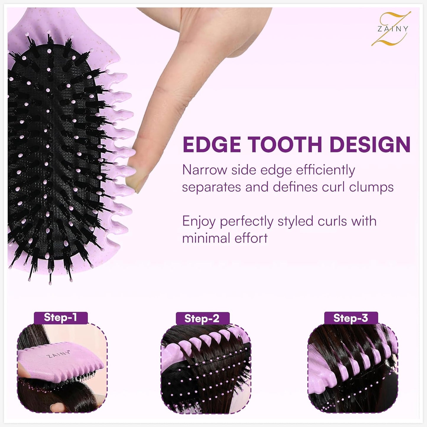 Curly Hair Brush Set - 2PC Defining Brush & Styling Comb for Wavy & Curly Hair | Ideal for Women, Kids & Men