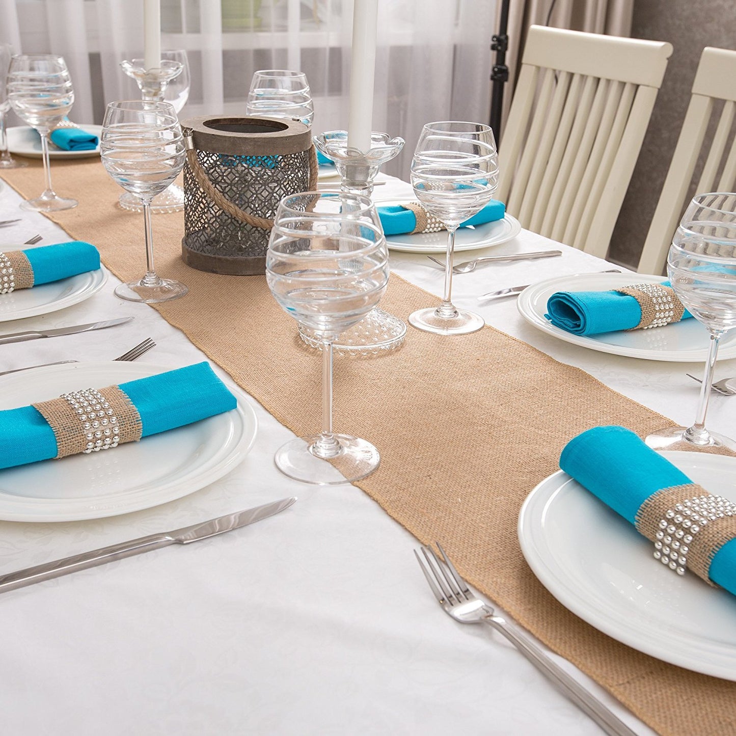 100% Natural Jute Rustic Burlap Table Runner - 12" Wide x 120" Long - Perfect for Rustic Theme Weddings, Events, Parties, BBQ's, Dining Table & Home Decor.