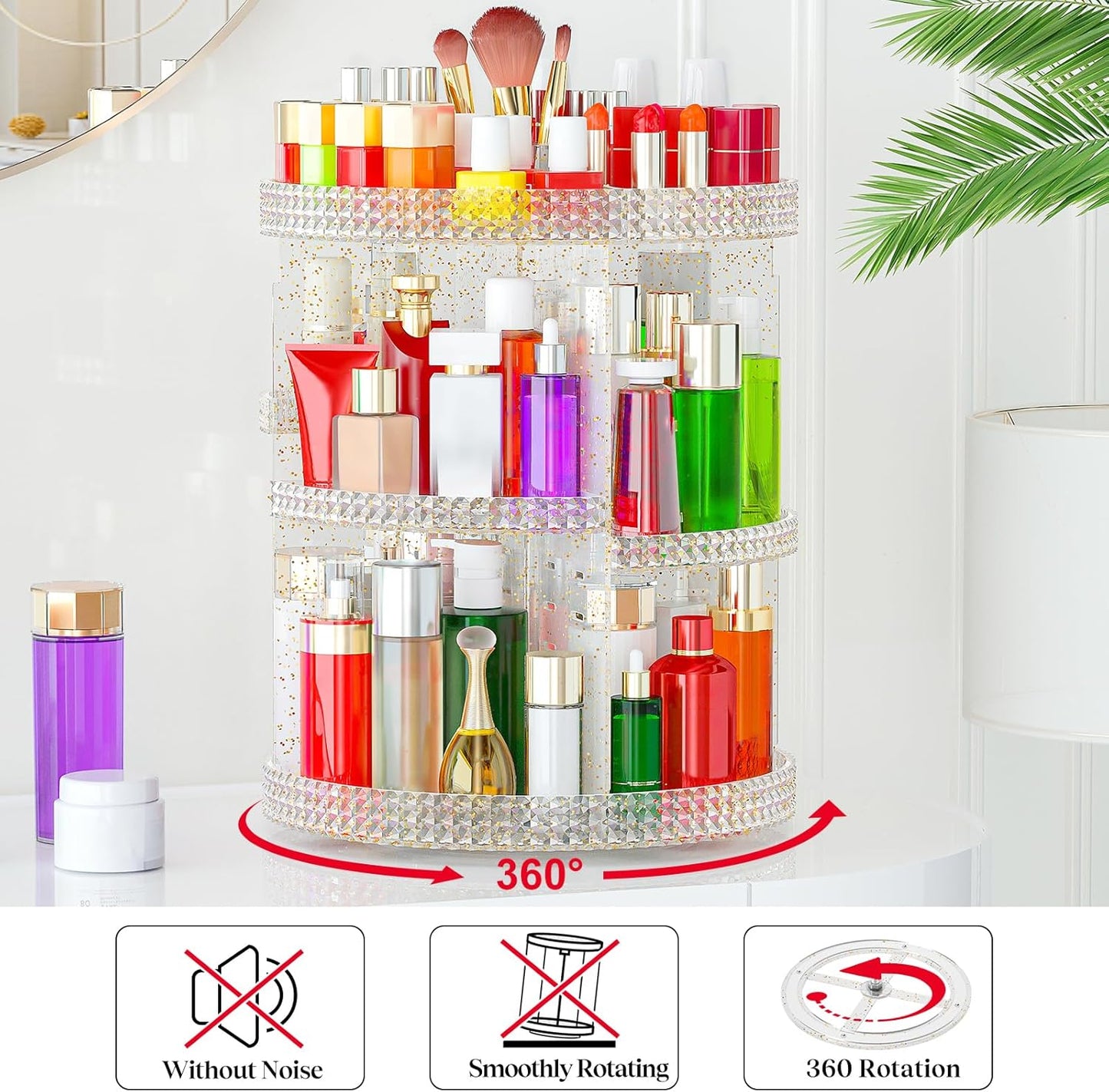 Awenia Makeup Organizer - 360-Degree Rotating Adjustable Storage | 7 Layers Large Capacity for All Cosmetics