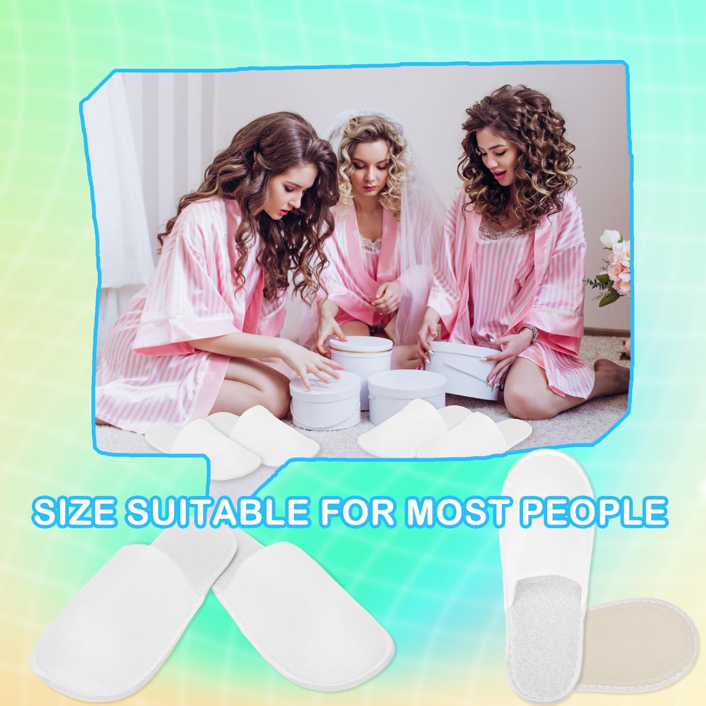 50 Pairs Disposable Slippers for Guests White Non-Slip Cotton Slippers Bulk for Women Men Hotel Spa Travel Shoeless Home