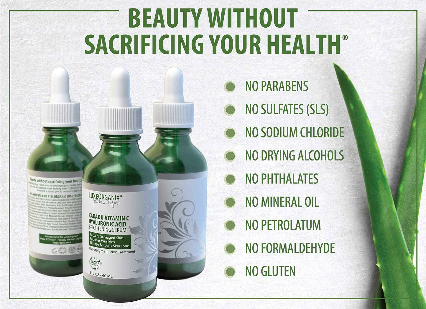 Vitamin C Serum For Face With Hyaluronic Acid: Brightening Treatment & Dark Spot Remover For Face Reduces Blemishes & Wrinkles (2oz)