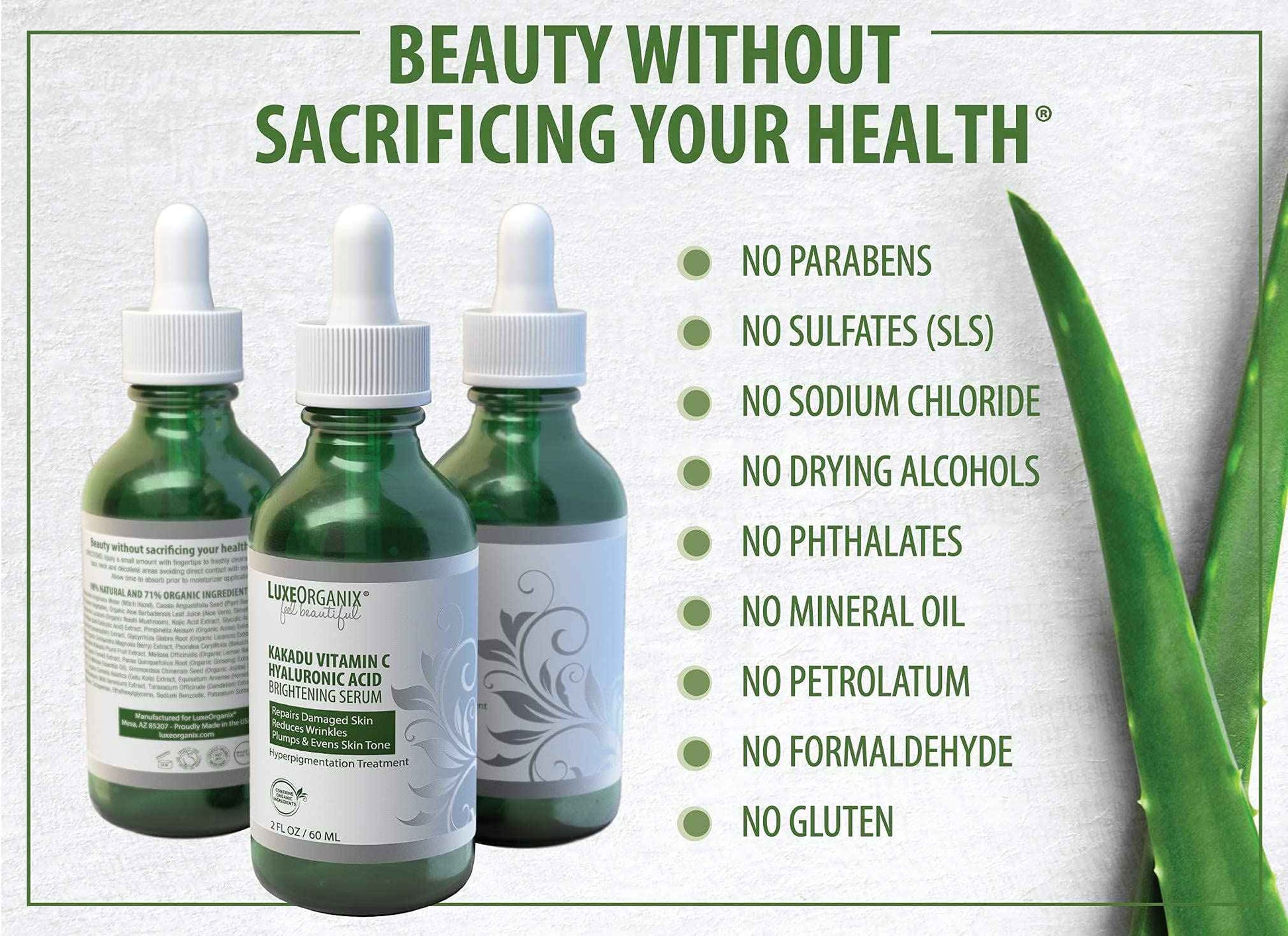 Vitamin C Serum For Face With Hyaluronic Acid: Brightening Treatment & Dark Spot Remover For Face Reduces Blemishes & Wrinkles (2oz)