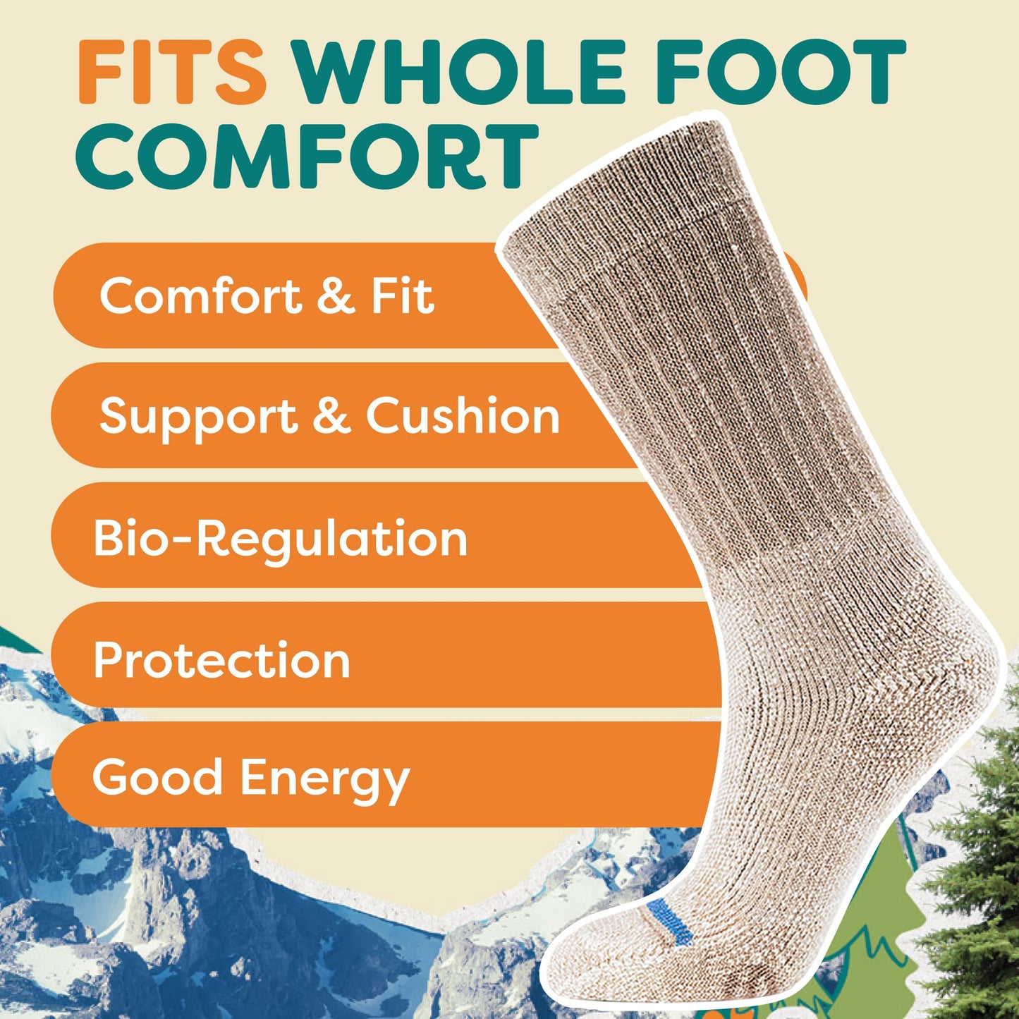 FITS Heavy Expedition Boot Sock for Men and Women, Made with Merino Wool, Breathable, Odor Resistant, Cushioned Boot Sock, Light Brown, X-Large