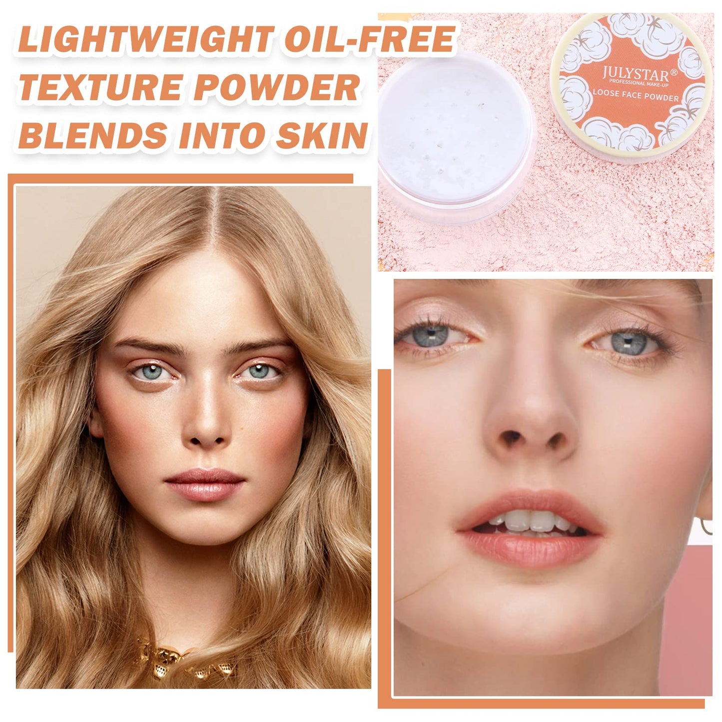 QIUFSSE Setting Powder Loose Face Powder Matte Soft Smooth Oil Control Long Lasting Loose Setting Powder Makeup For Natural Flawless #01 Translucent
