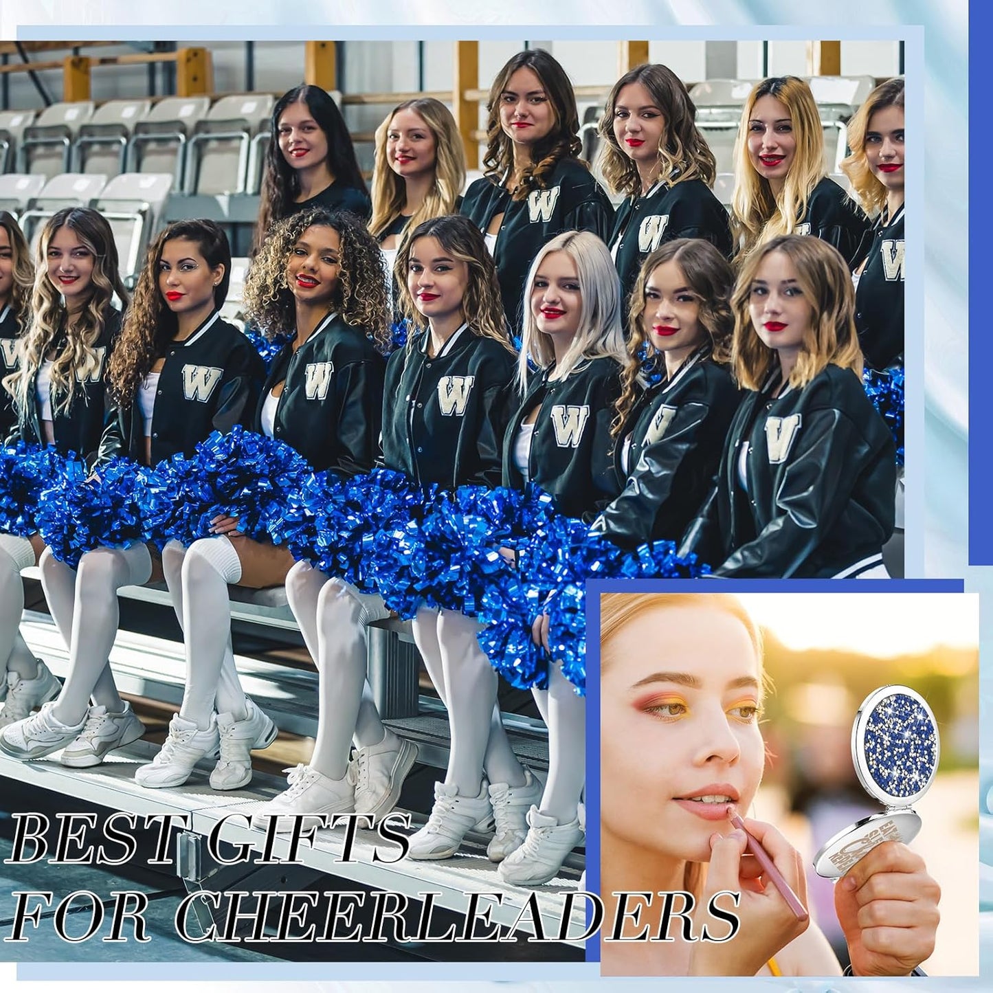 Cheerleader Gifts - 12 Pcs Compact Mirror Set for Coaches | Folding Pocket Cosmetic Purse Mirrors (Silver)